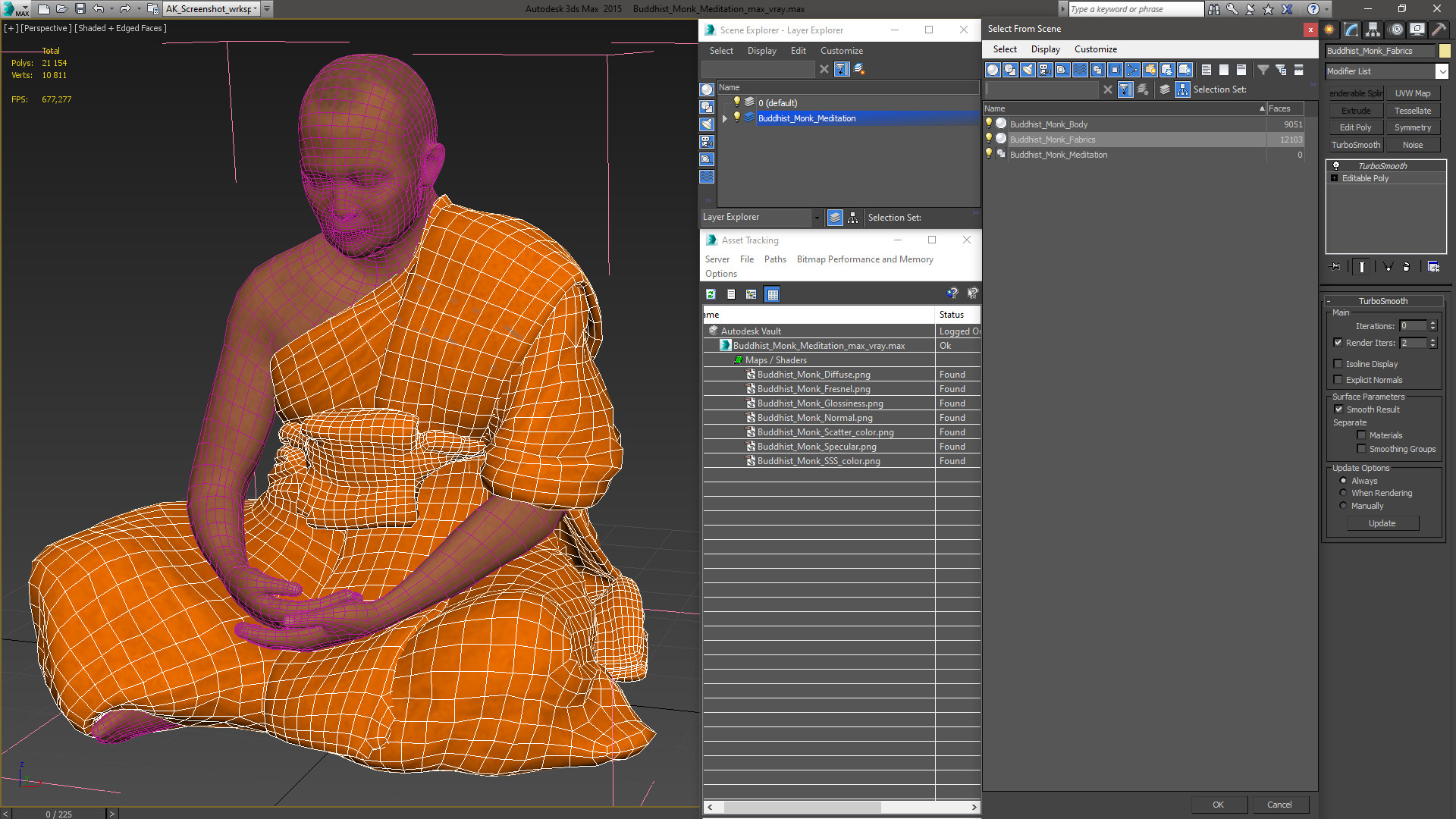 Buddhist Monk Meditation 3D model