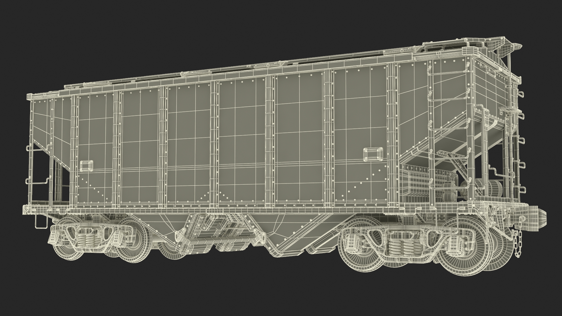 Steam Engine with Covered Hopper Cars 3D