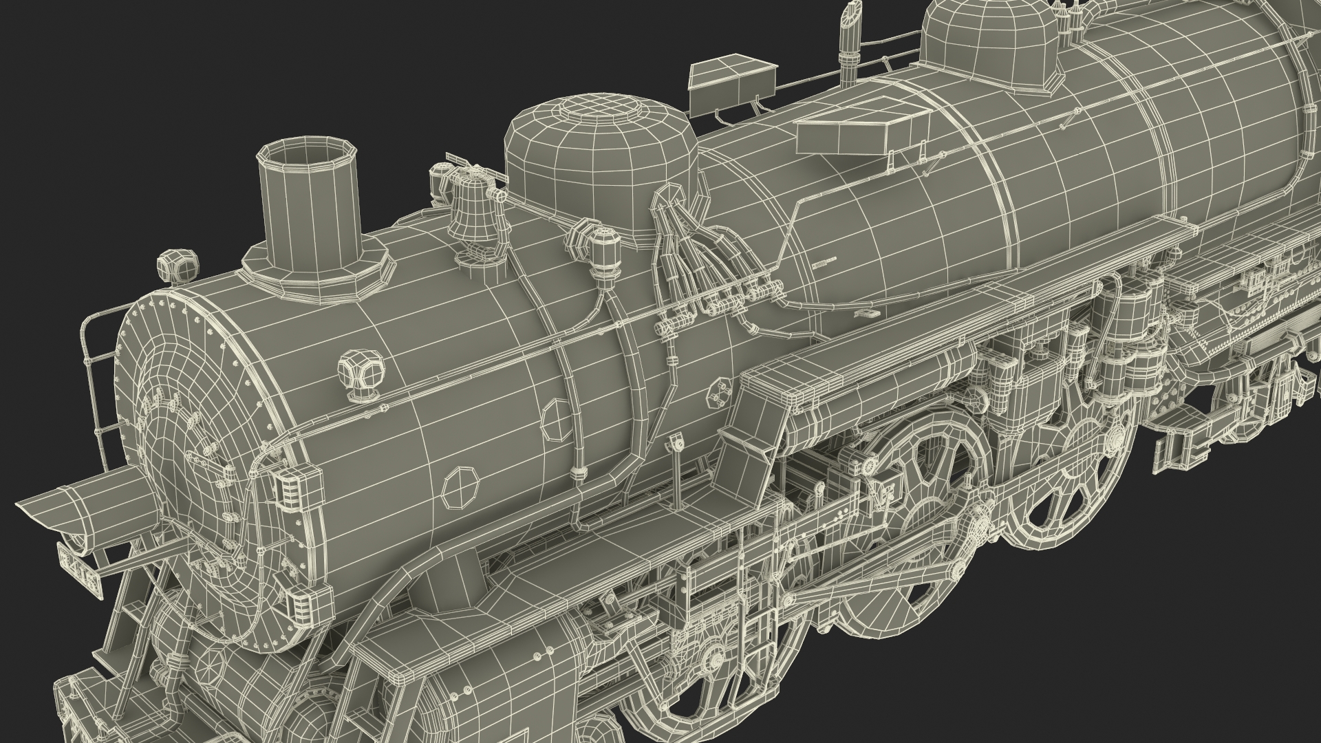 Steam Engine with Covered Hopper Cars 3D