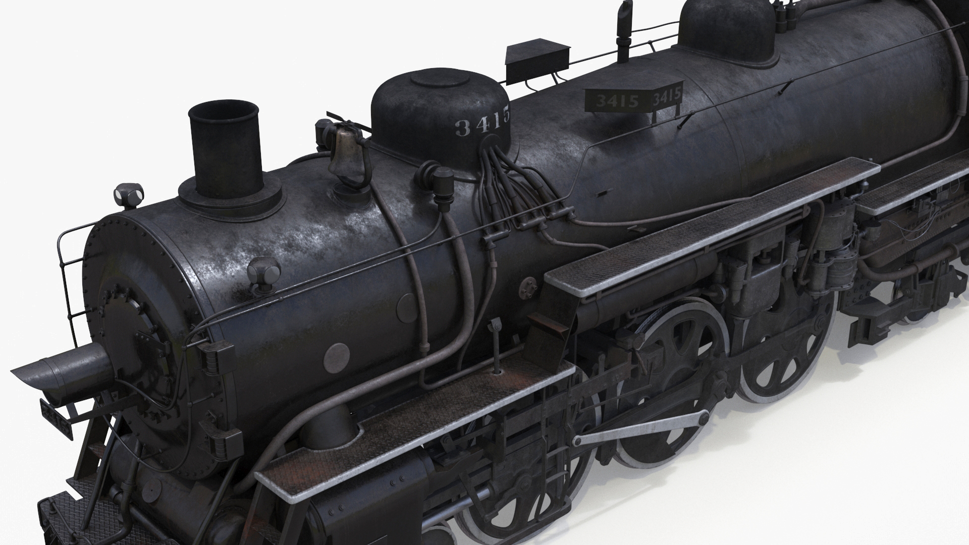 Steam Engine with Covered Hopper Cars 3D