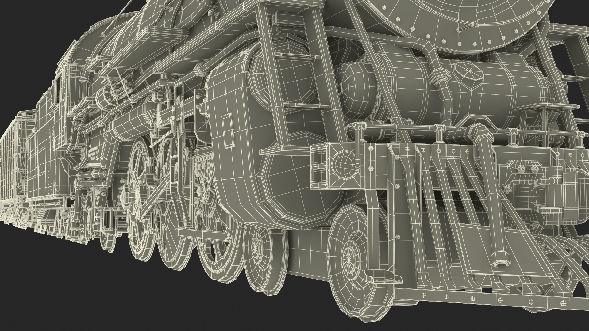 Steam Engine with Covered Hopper Cars 3D