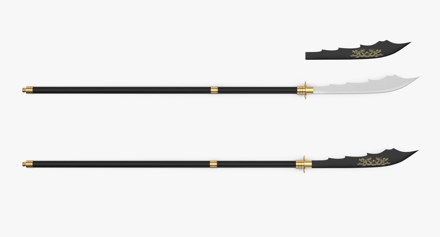 3D model Japanese Samurai Naginata Yari Sword Set