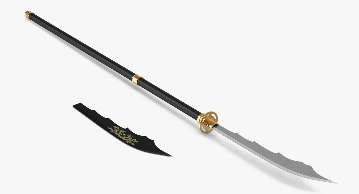 3D model Japanese Samurai Naginata Yari Sword Set