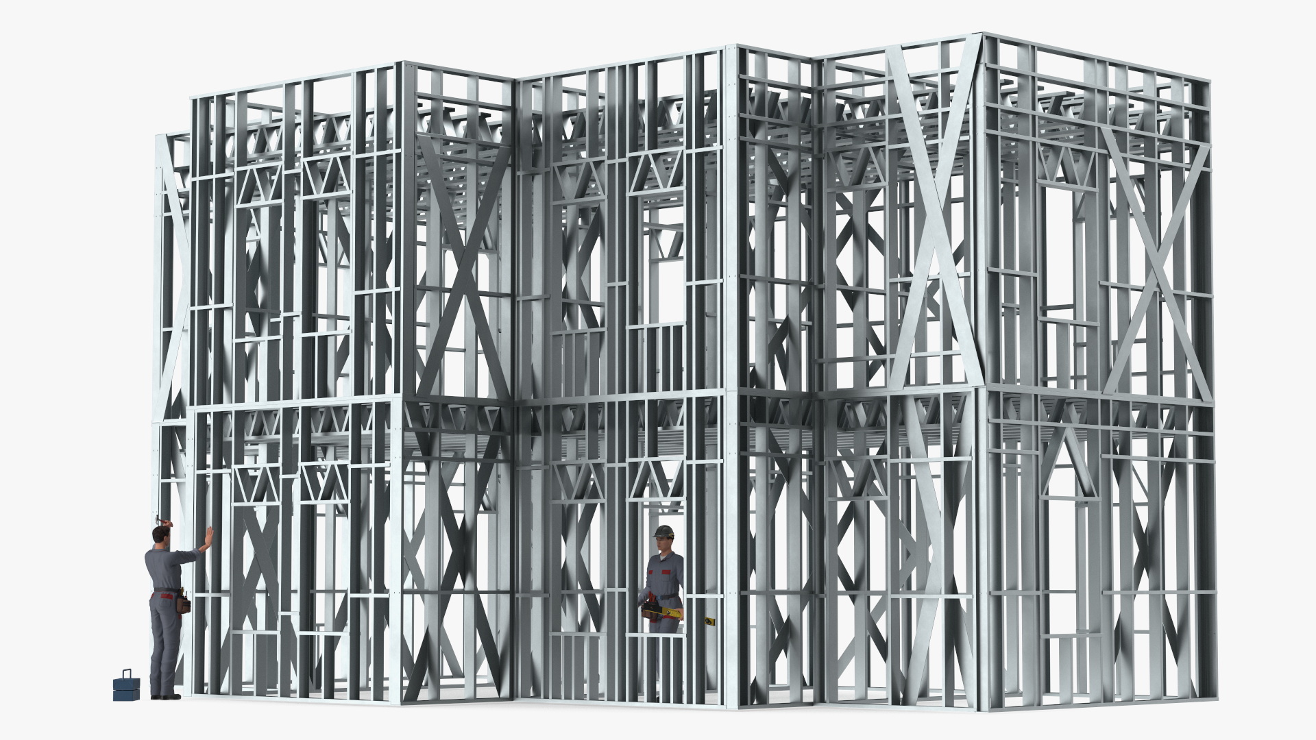 3D model Construction Site With Workers