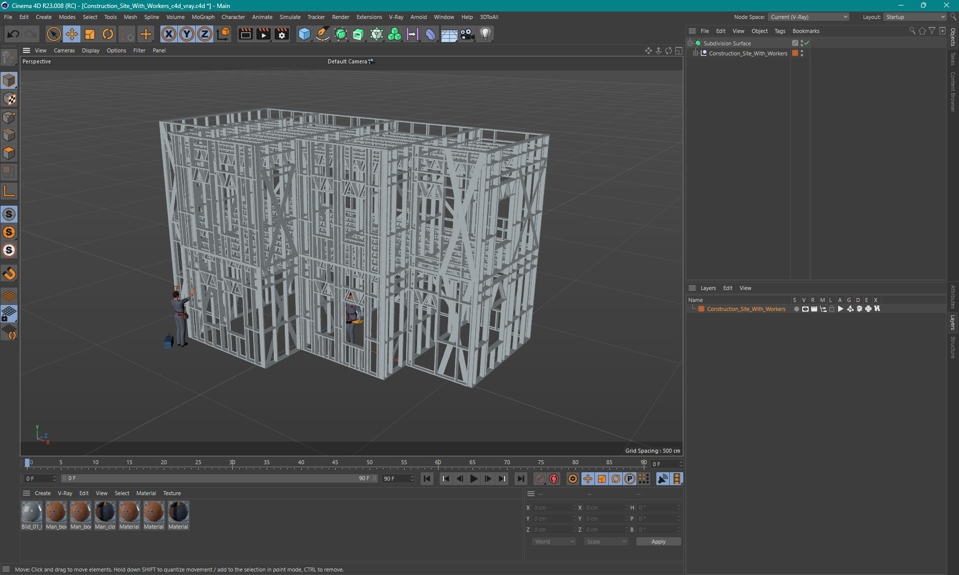 3D model Construction Site With Workers