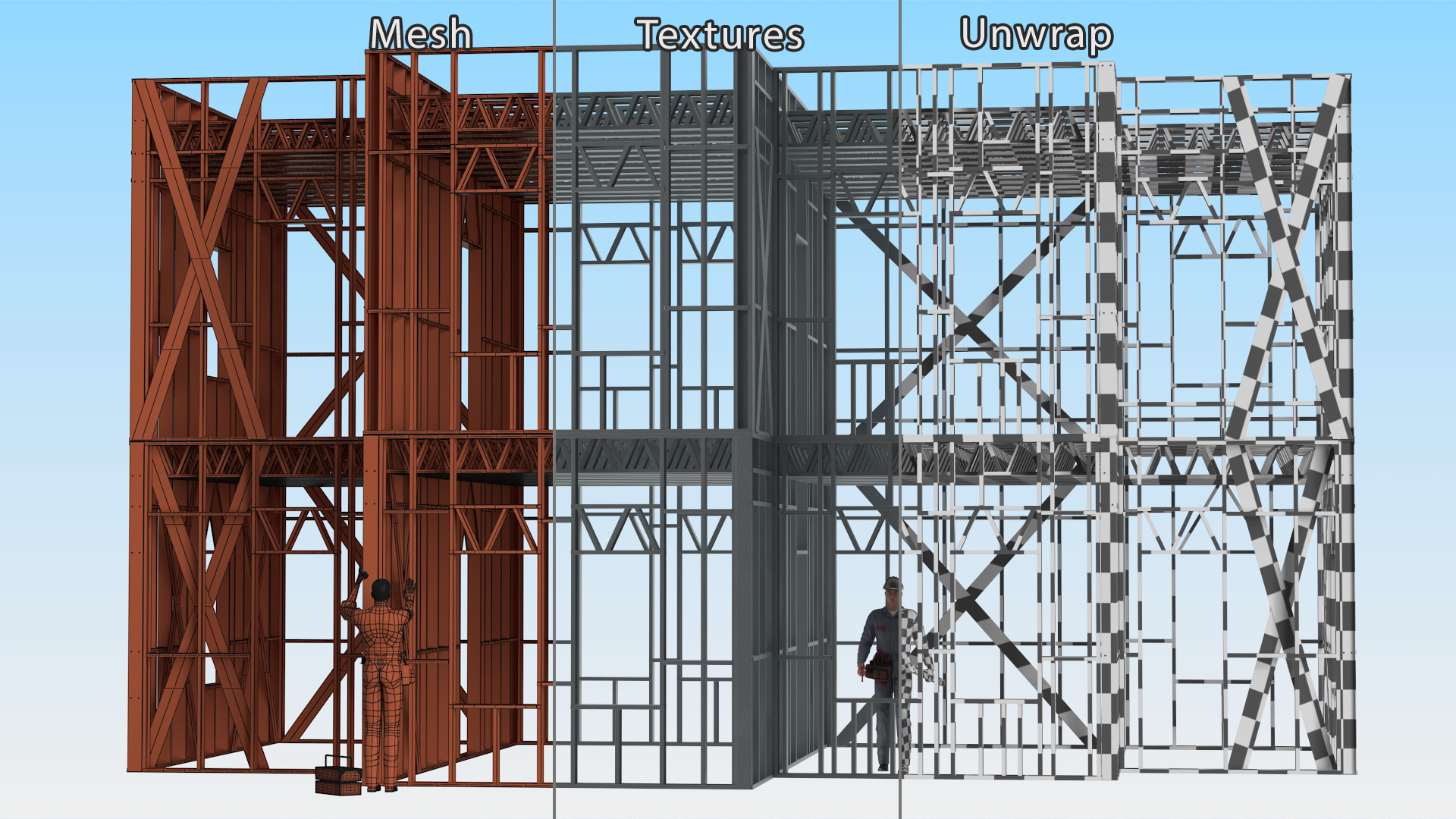 3D model Construction Site With Workers