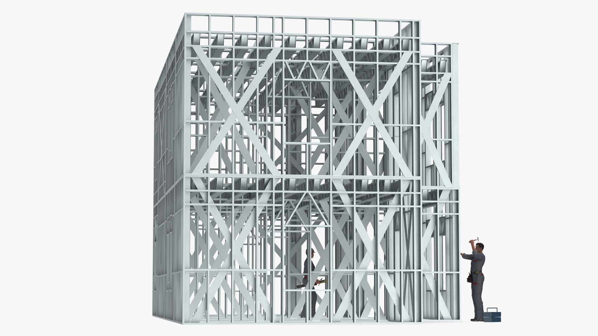 3D model Construction Site With Workers