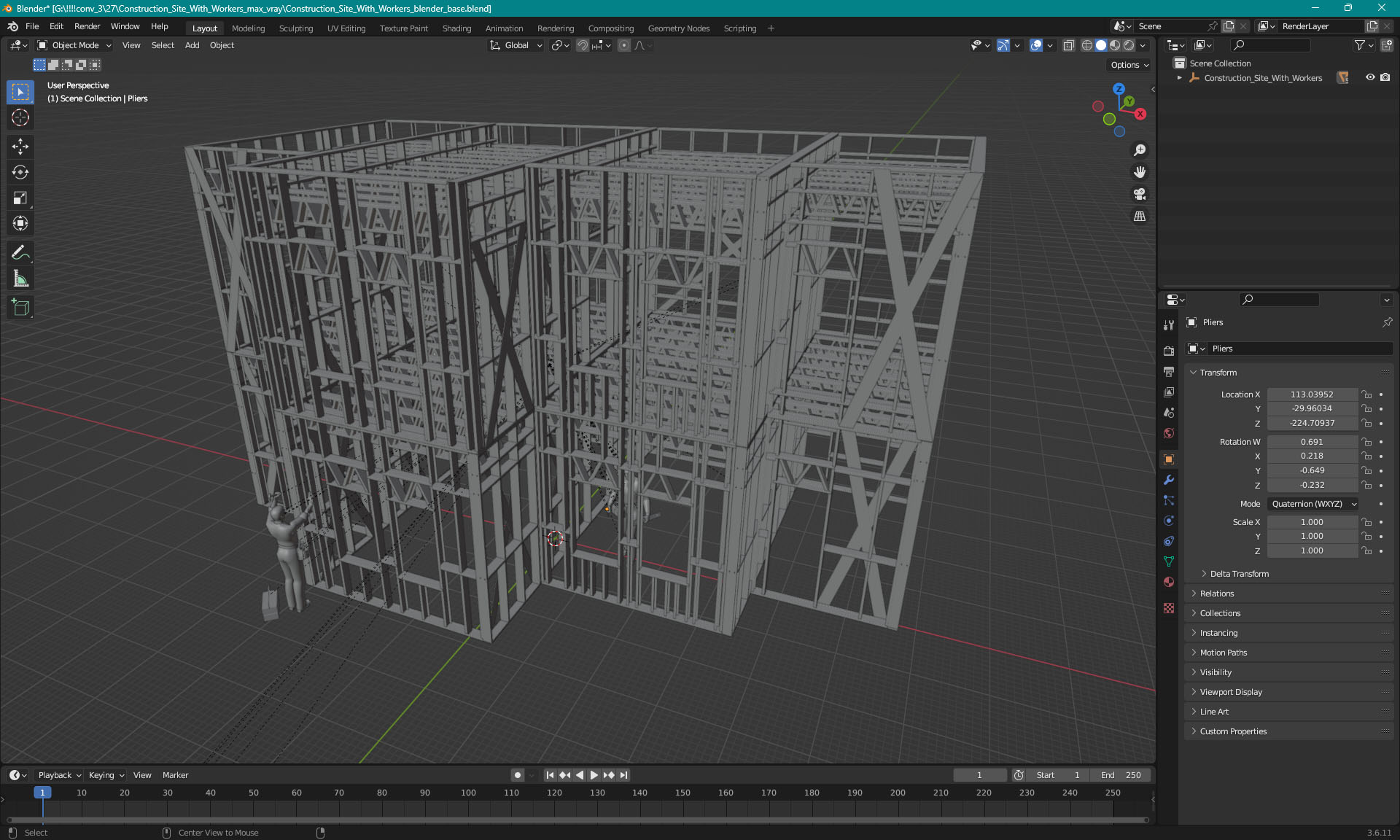 3D model Construction Site With Workers