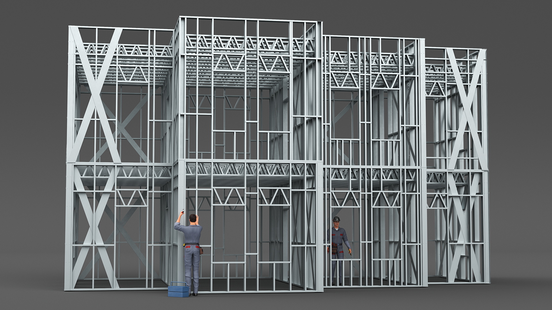 3D model Construction Site With Workers