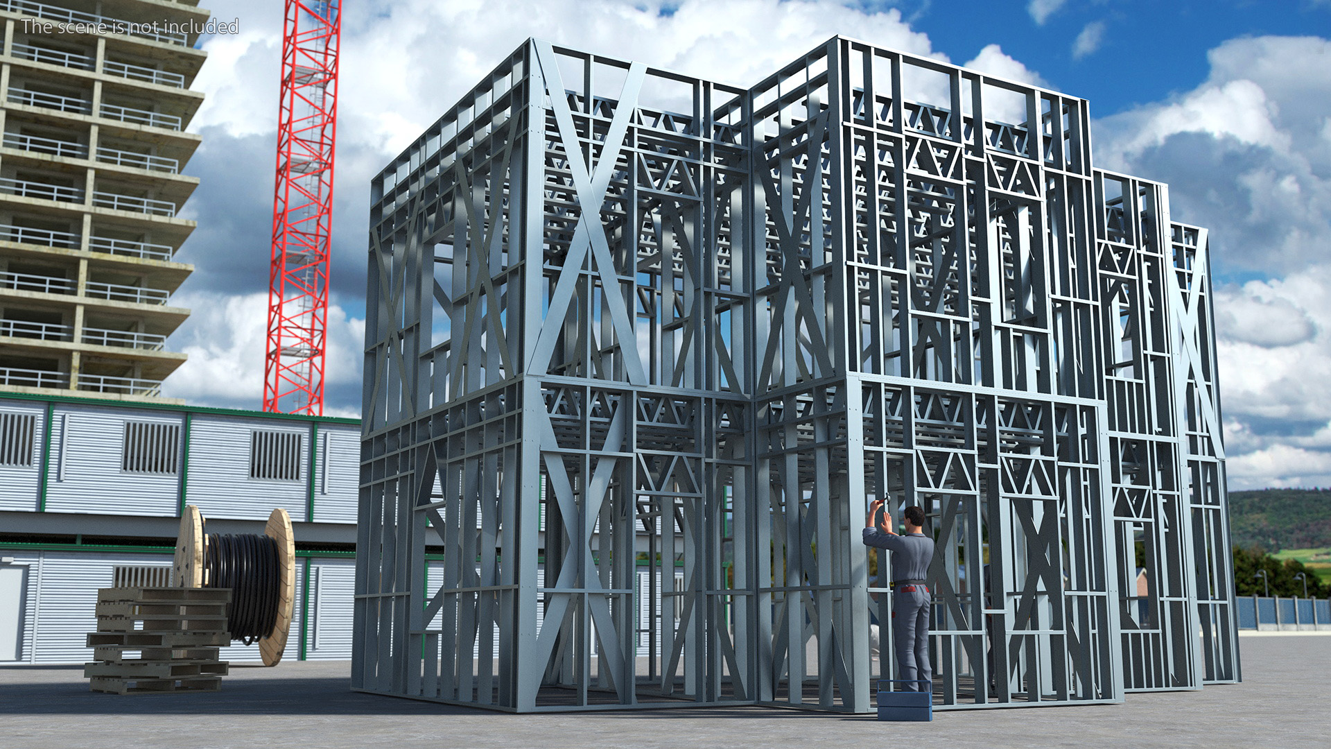 3D model Construction Site With Workers