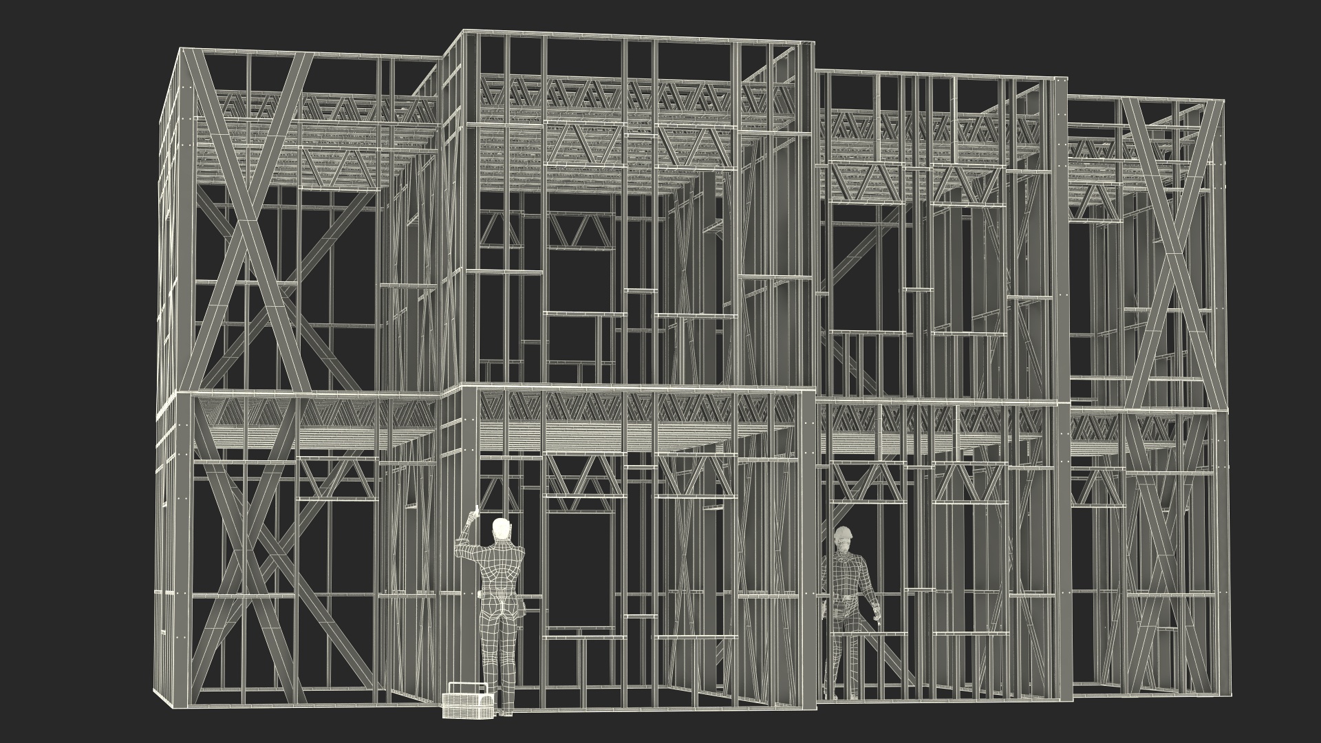 3D model Construction Site With Workers