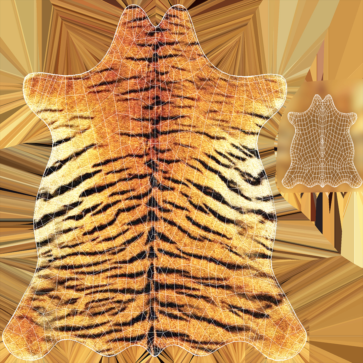 3D Tiger Hide Rug with Fur model