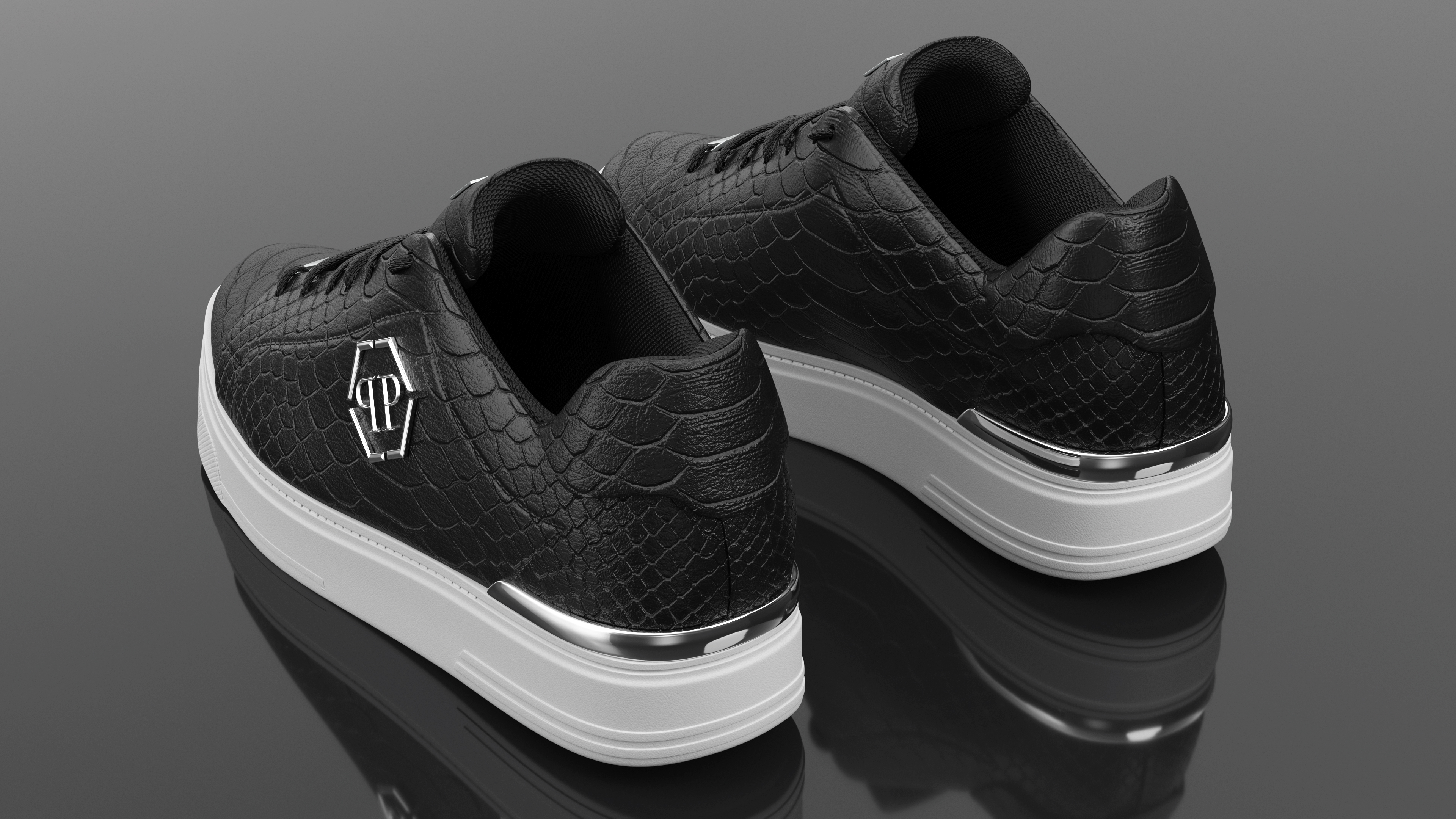 Sneakers Philipp Plein Python Lo-Top Black 3D