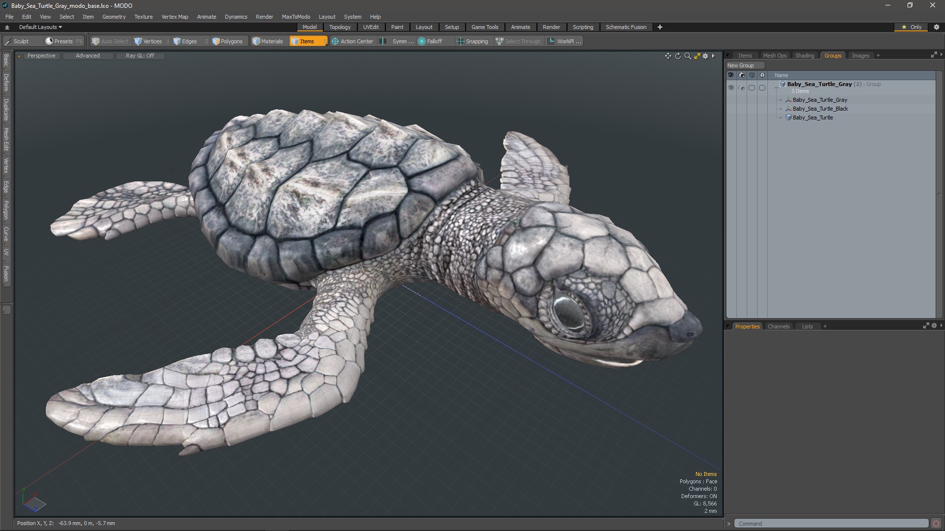 3D model Baby Sea Turtle Gray