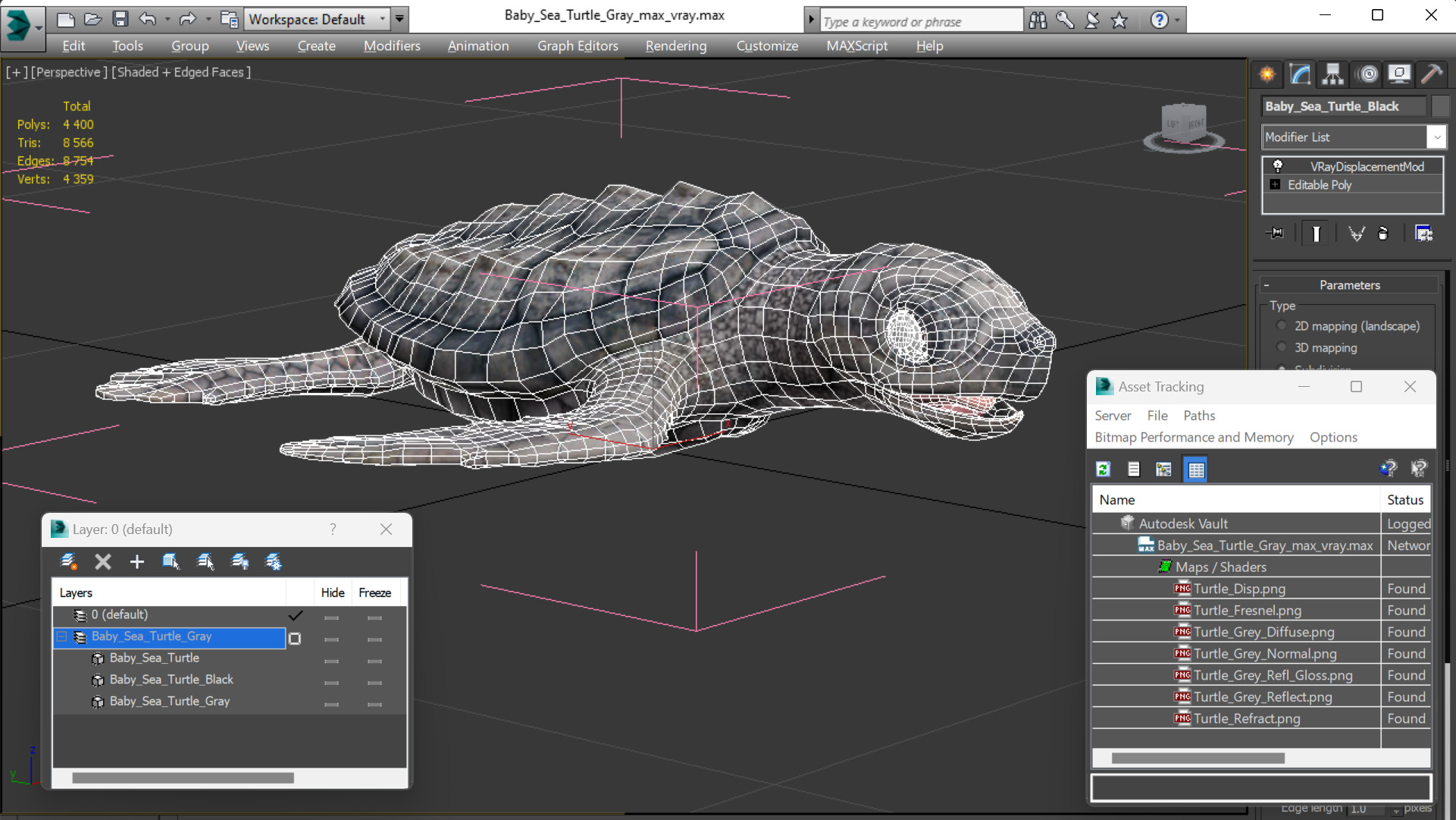 3D model Baby Sea Turtle Gray