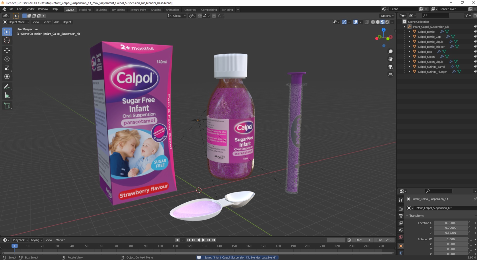 3D Infant Calpol Suspension Kit model