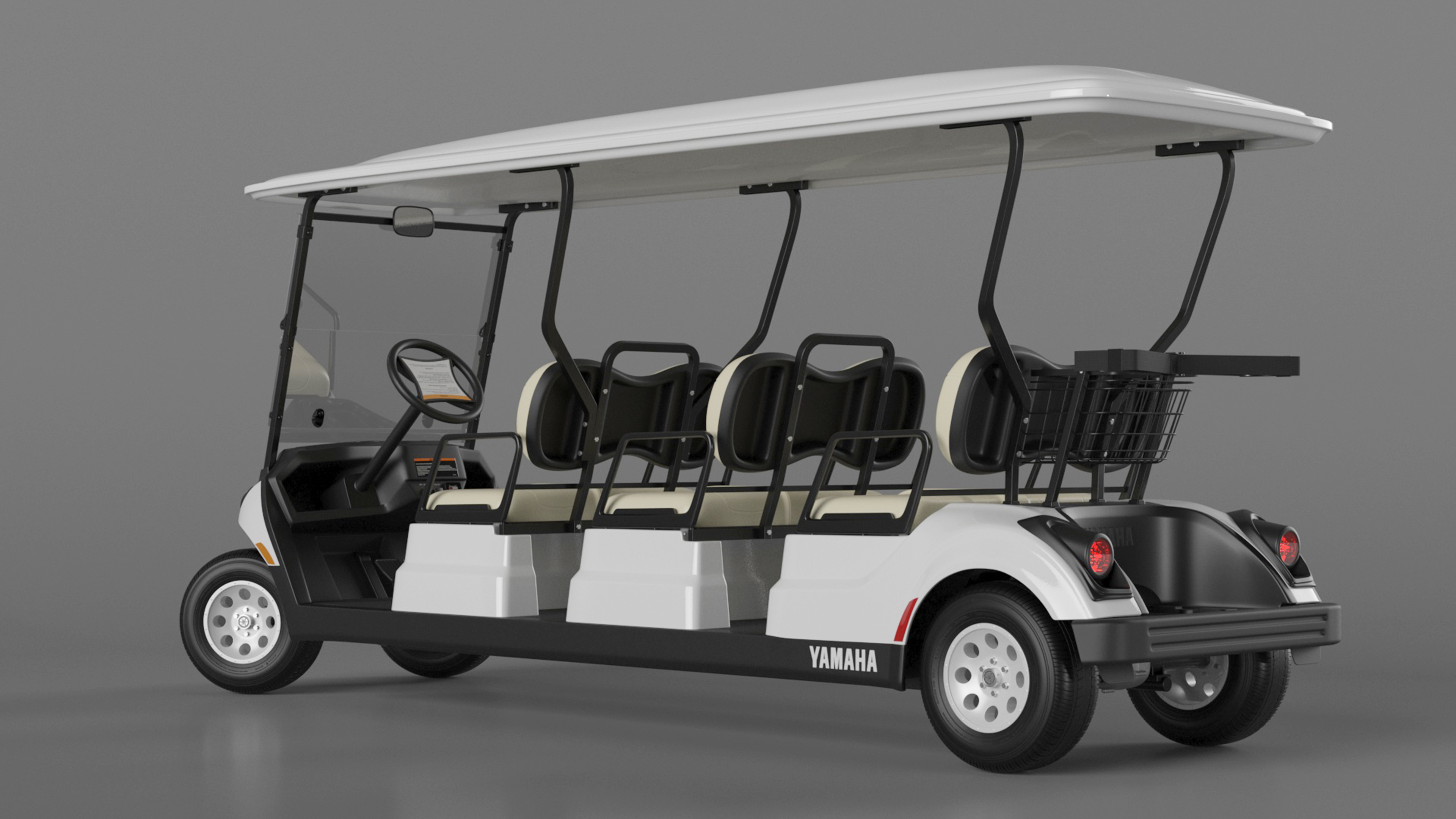 Six Seat Golf Electric Car Yamaha Rigged for Maya 3D model