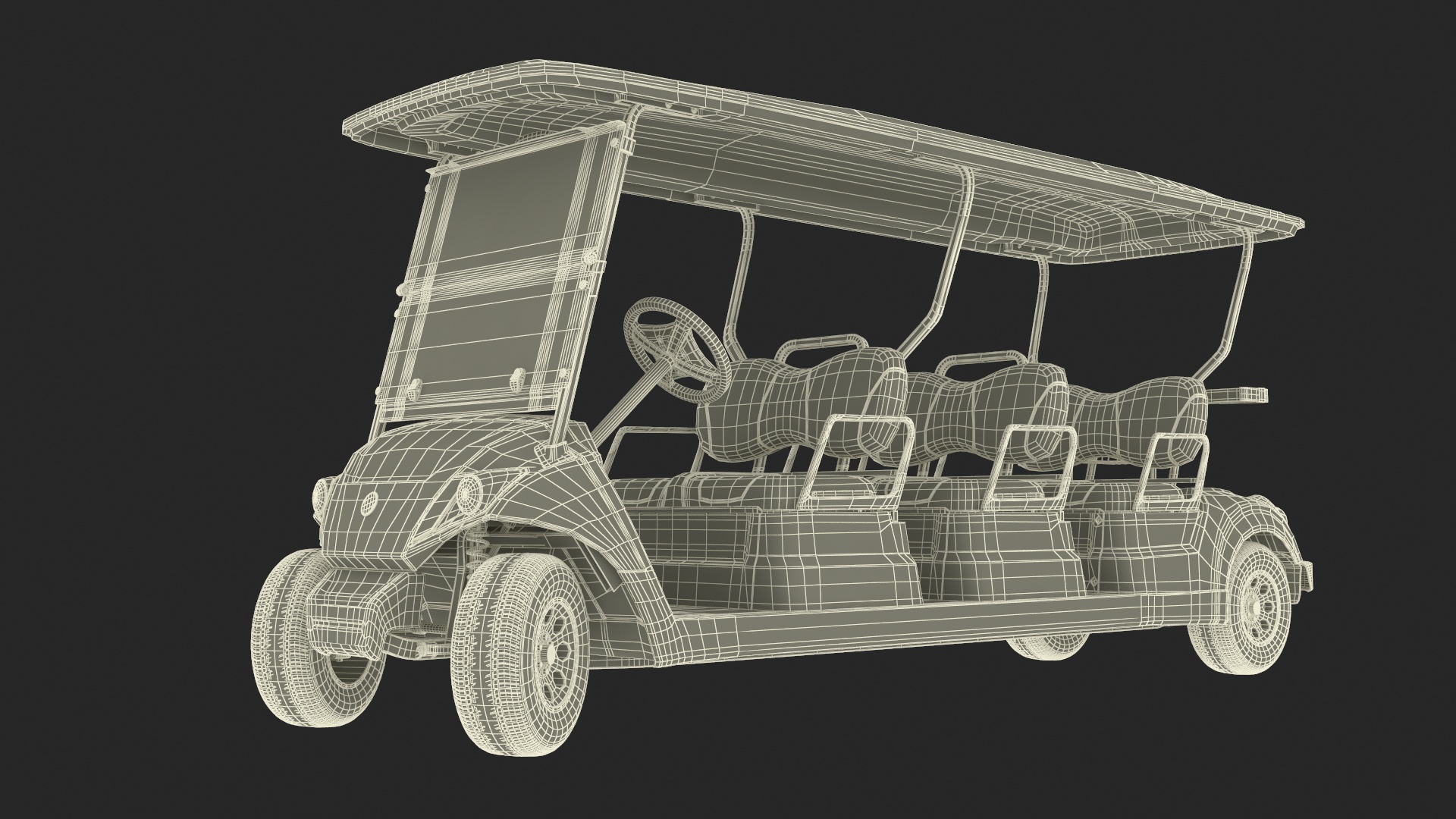 Six Seat Golf Electric Car Yamaha Rigged for Maya 3D model