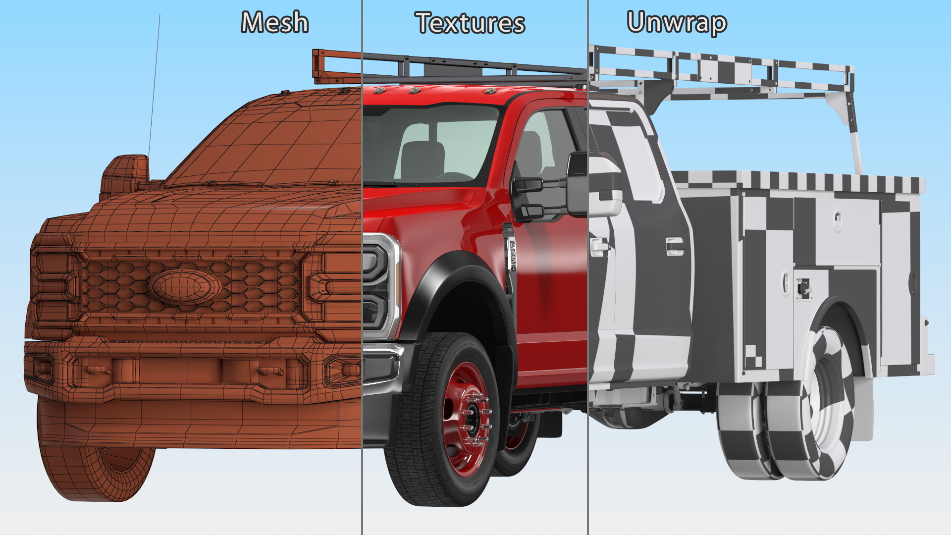 Red Ford Super Duty F550 with Service Body 3D