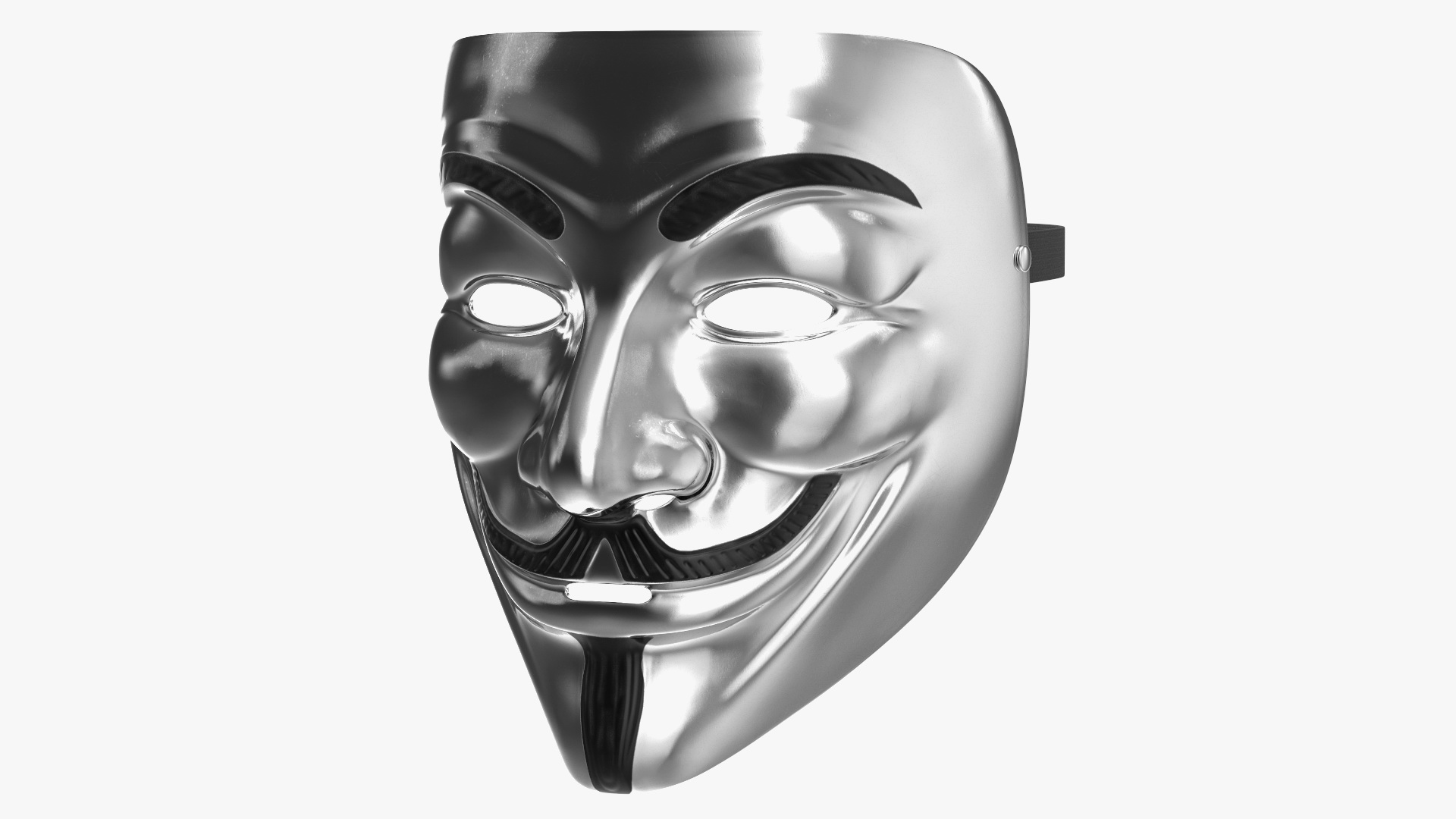 Guy Fawkes Mask Silver 3D