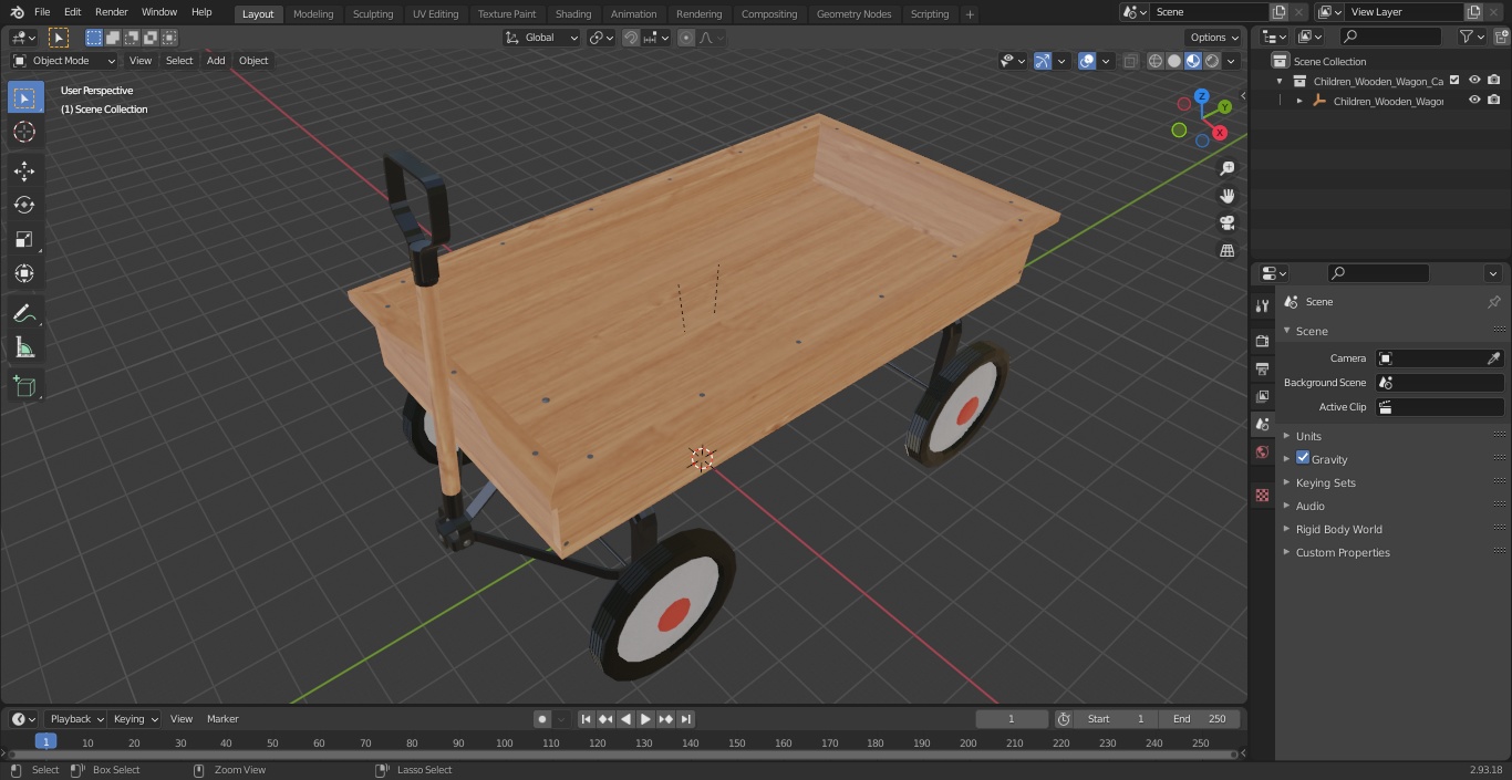 3D Children Wooden Wagon Cart