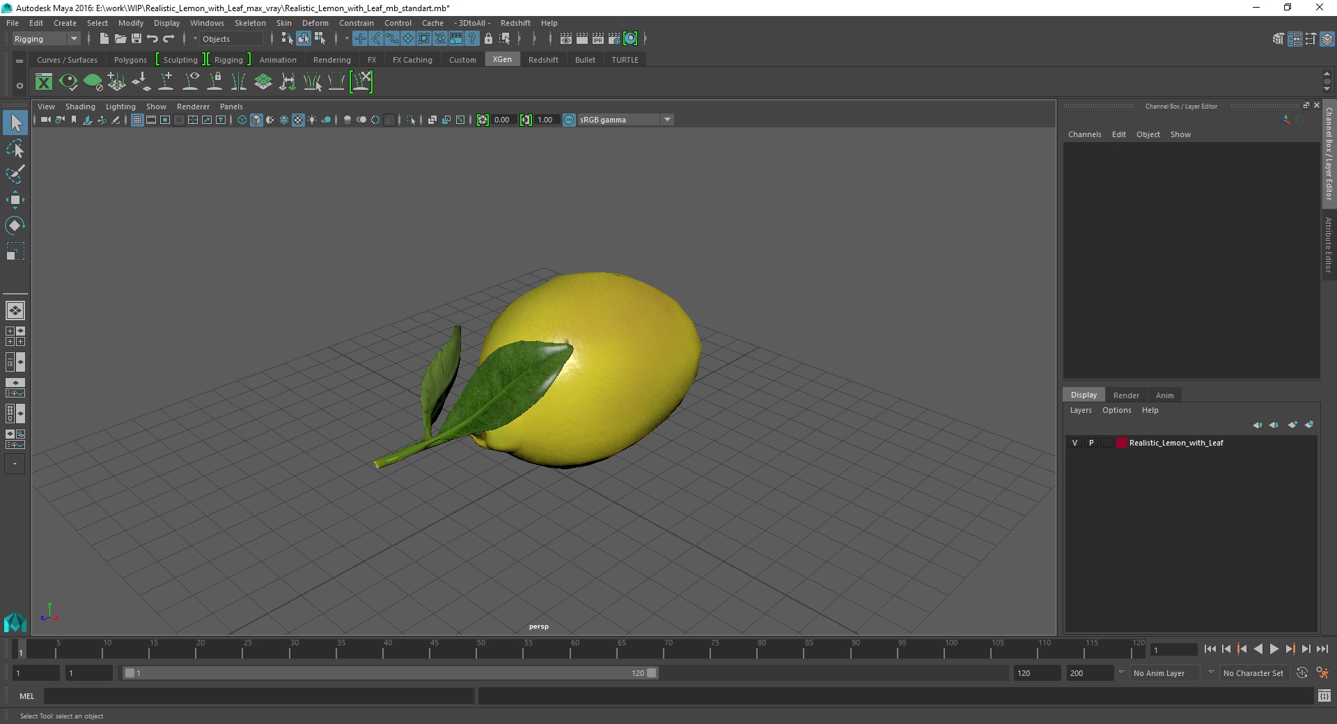 3D model Realistic Lemon with Leaf