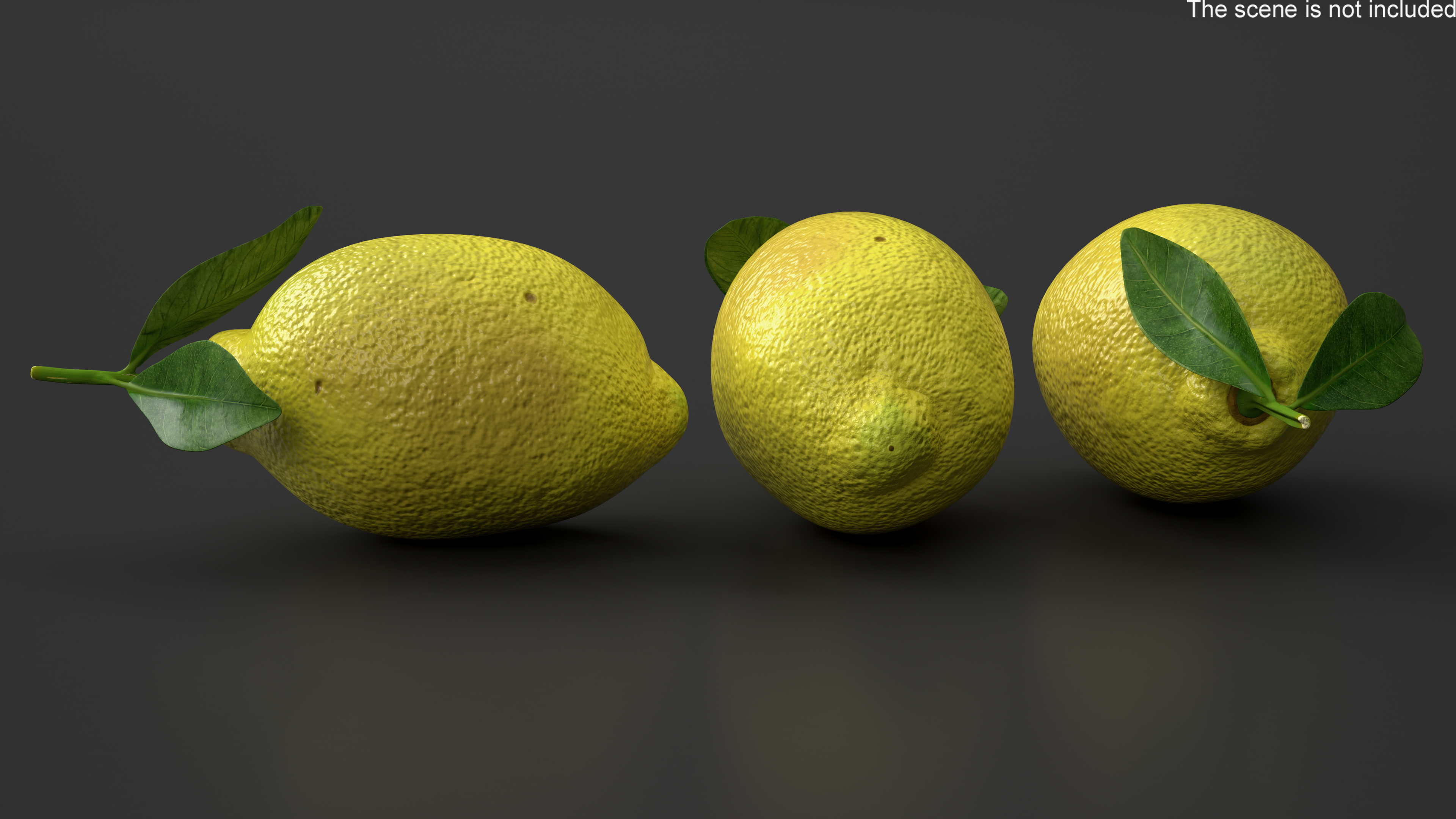 3D model Realistic Lemon with Leaf