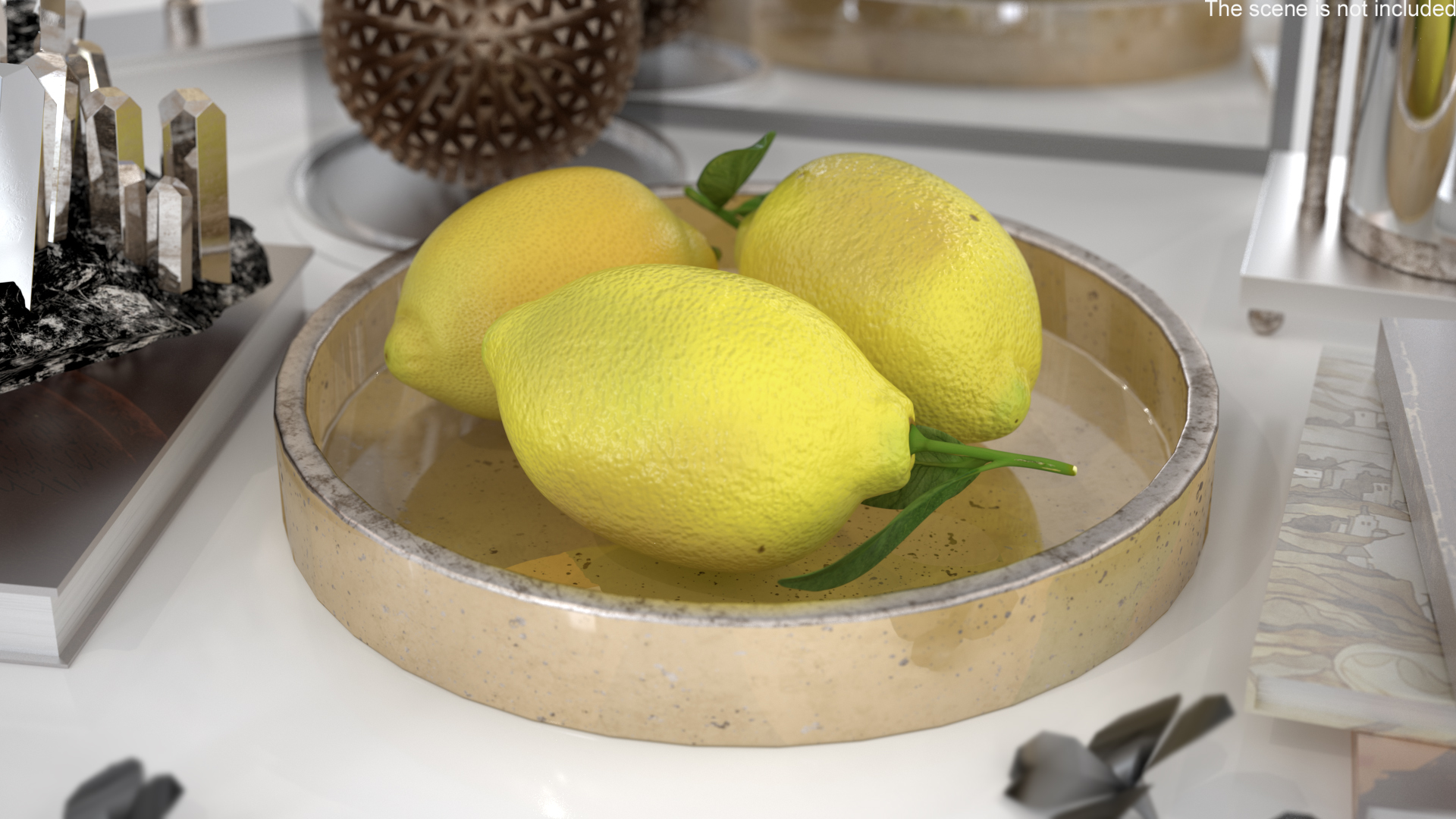 3D model Realistic Lemon with Leaf