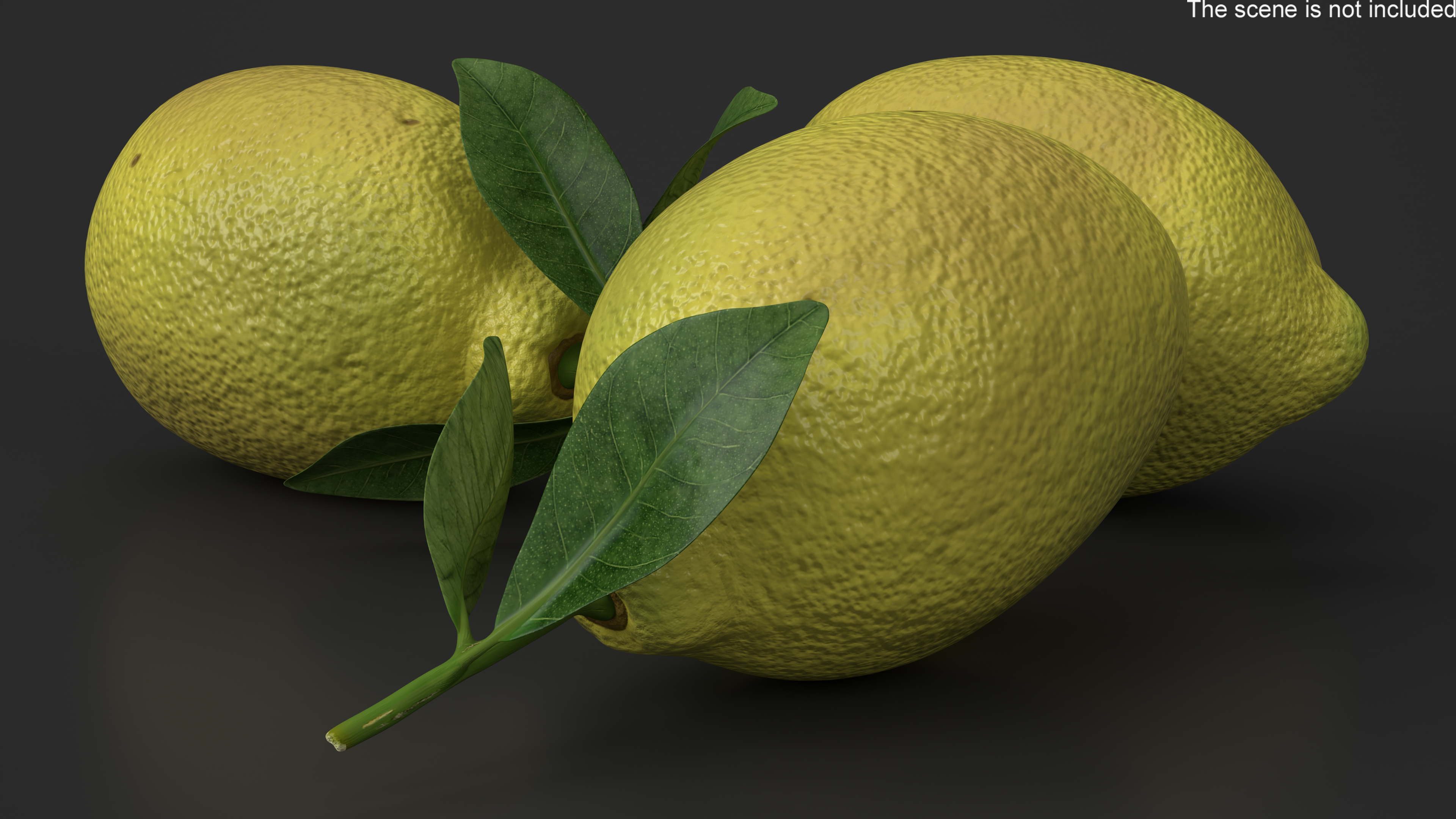 3D model Realistic Lemon with Leaf