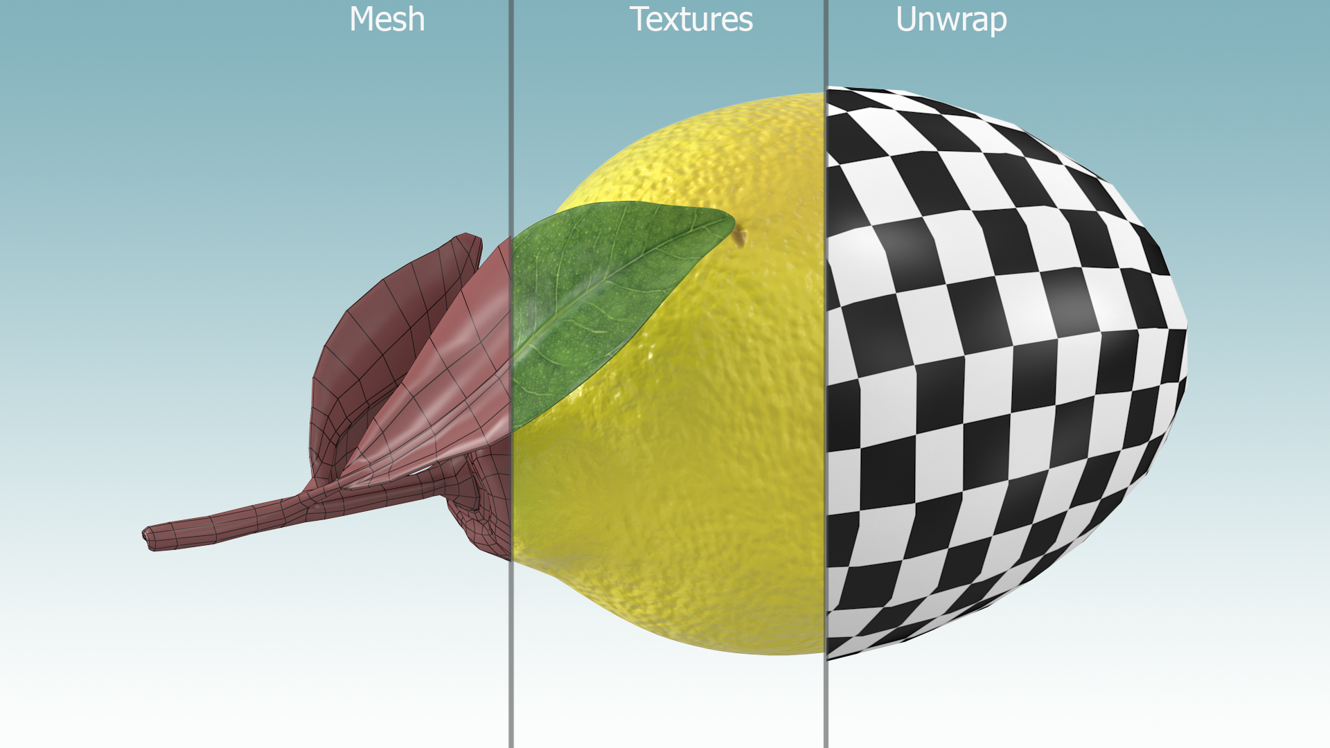 3D model Realistic Lemon with Leaf