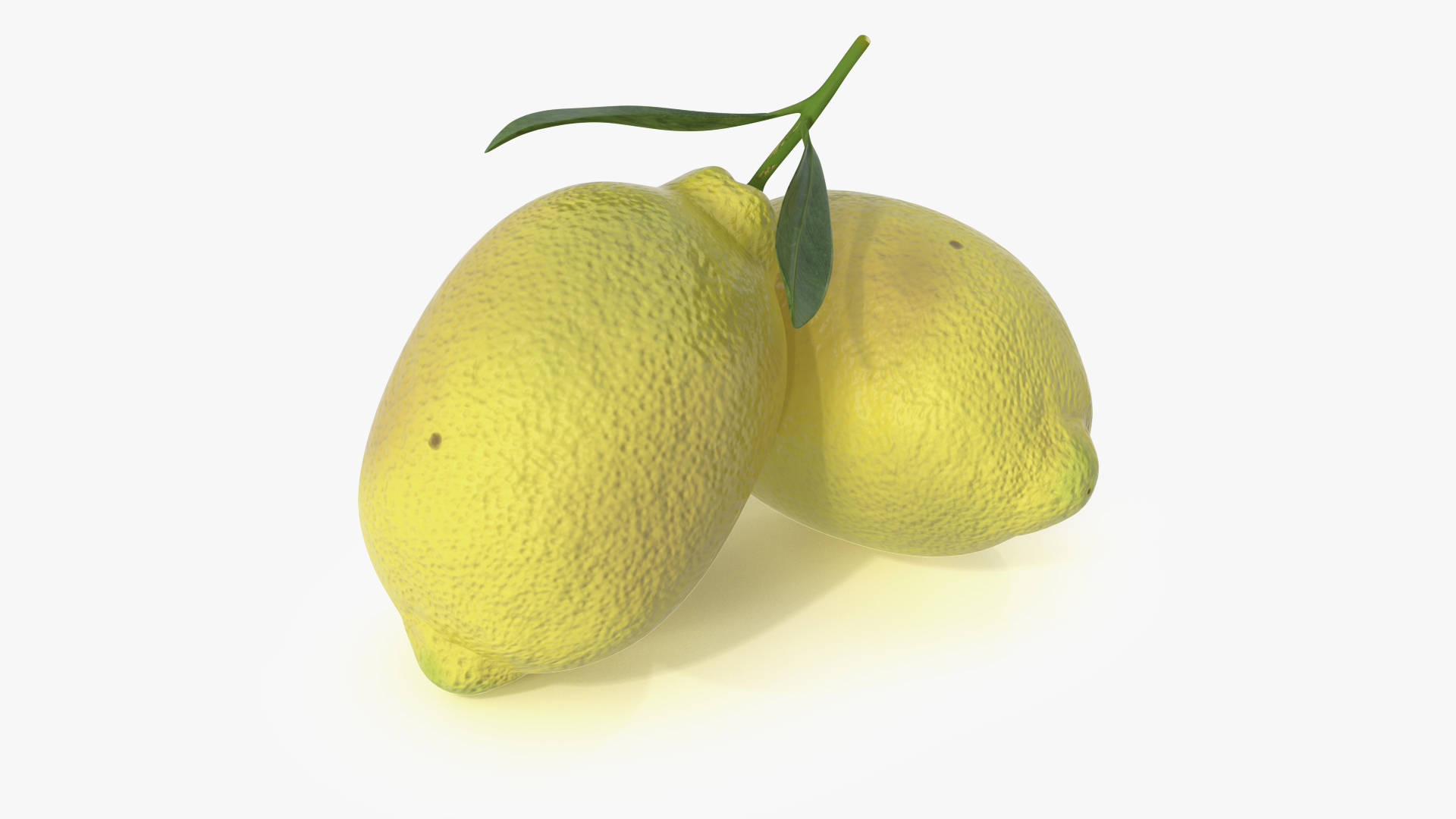 3D model Realistic Lemon with Leaf