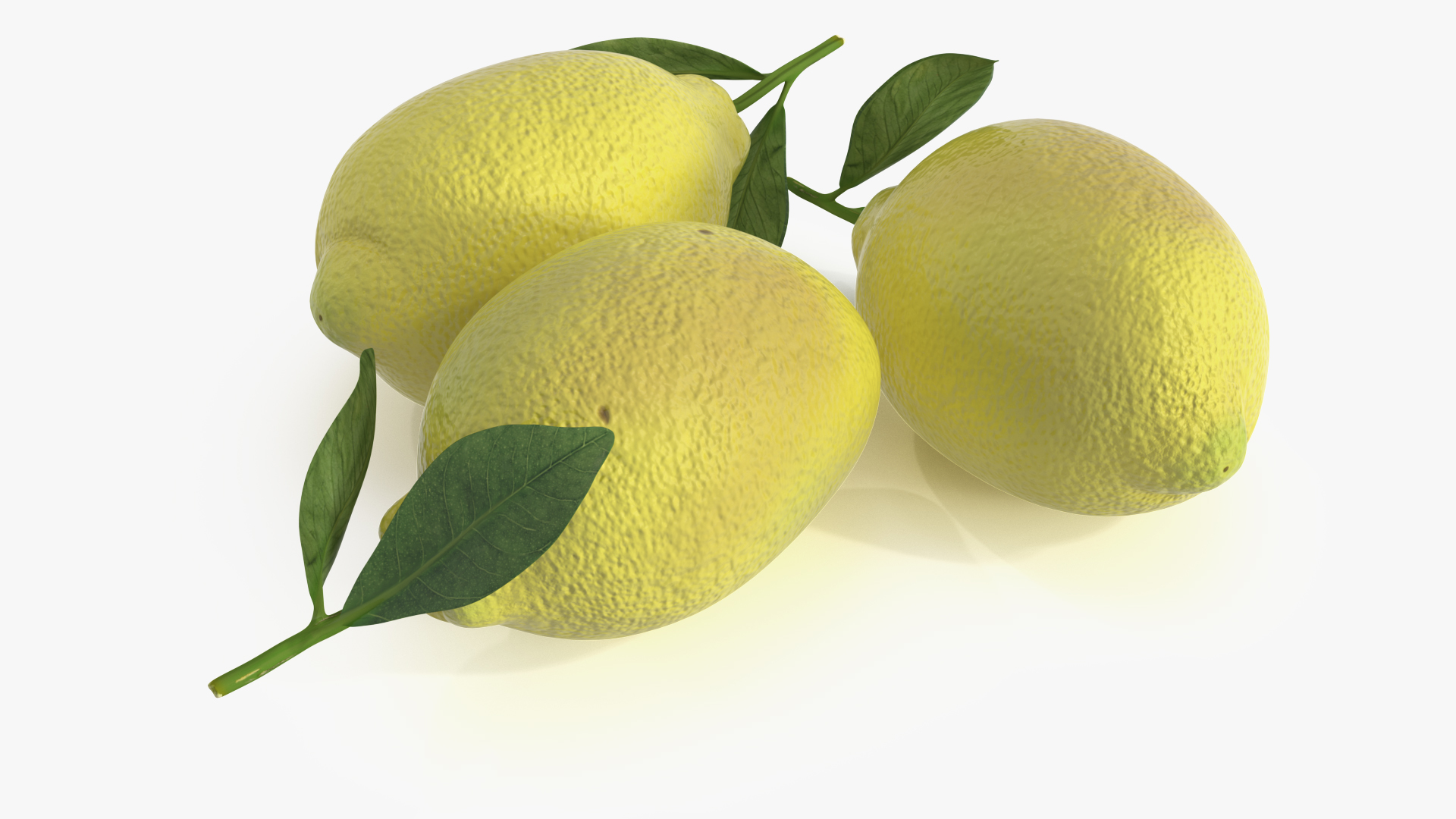 3D model Realistic Lemon with Leaf