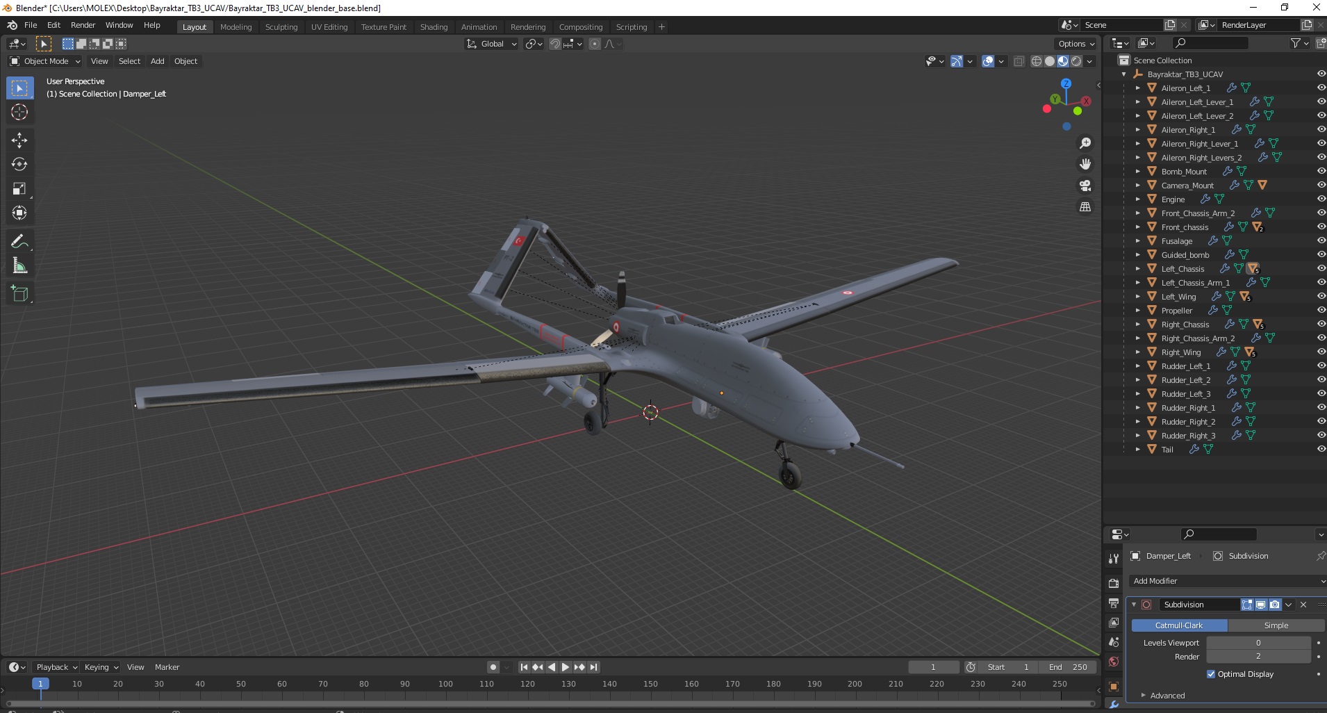 3D Bayraktar TB3 UCAV model