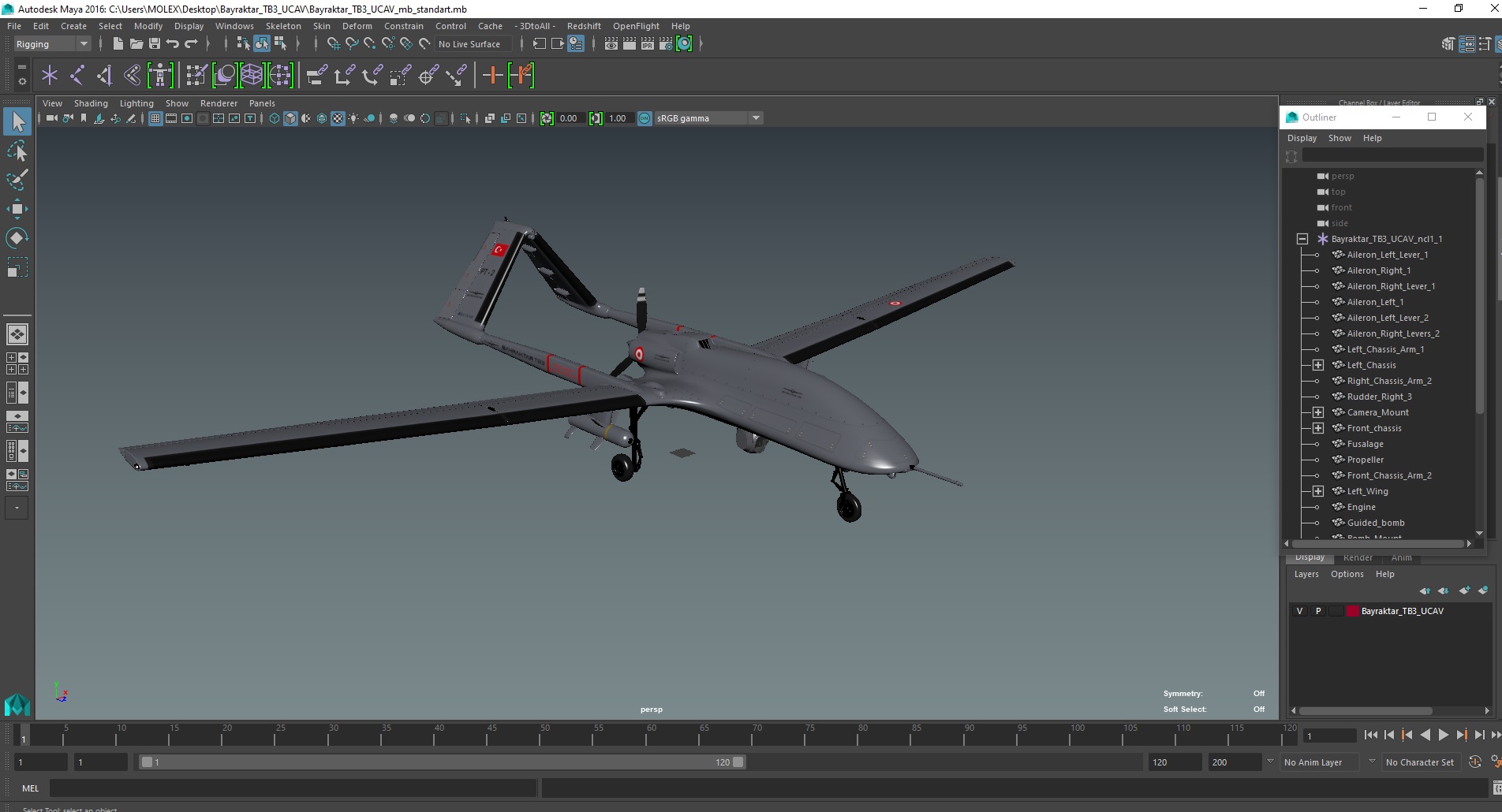 3D Bayraktar TB3 UCAV model