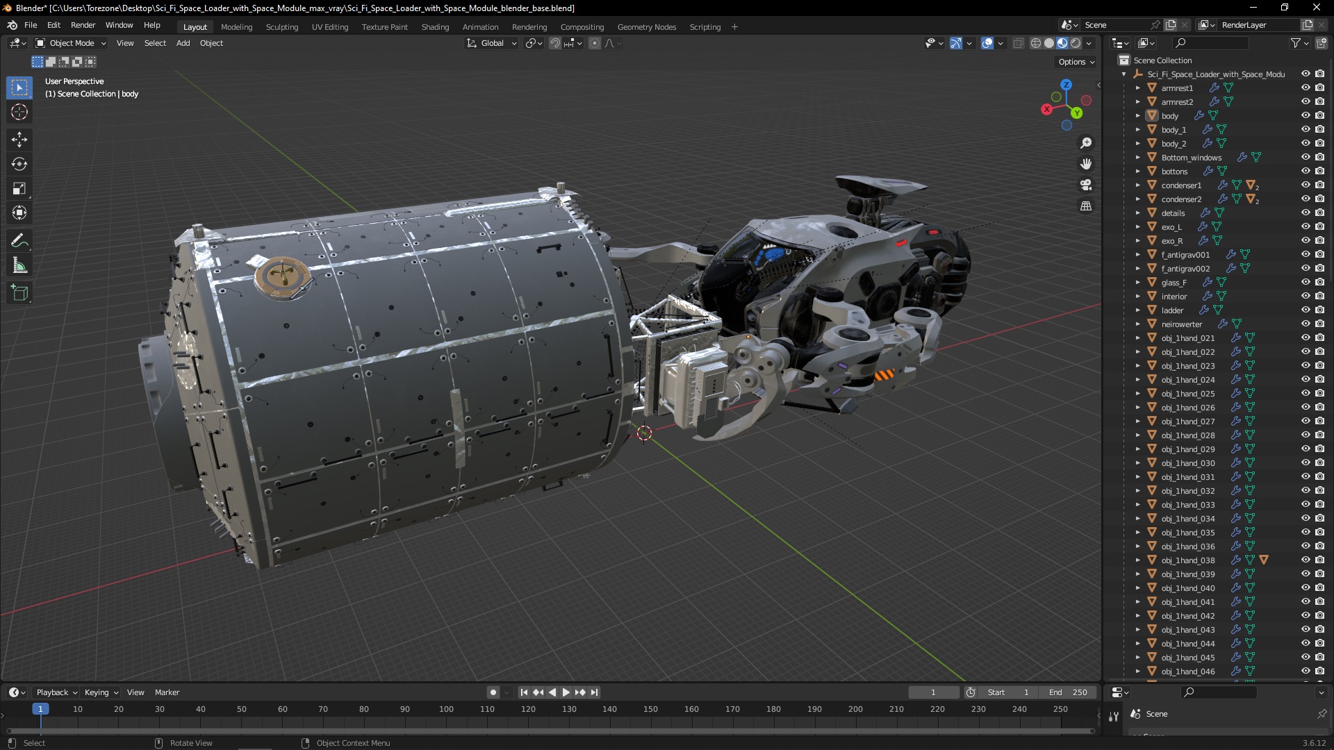 Sci Fi Space Loader with Space Module 3D