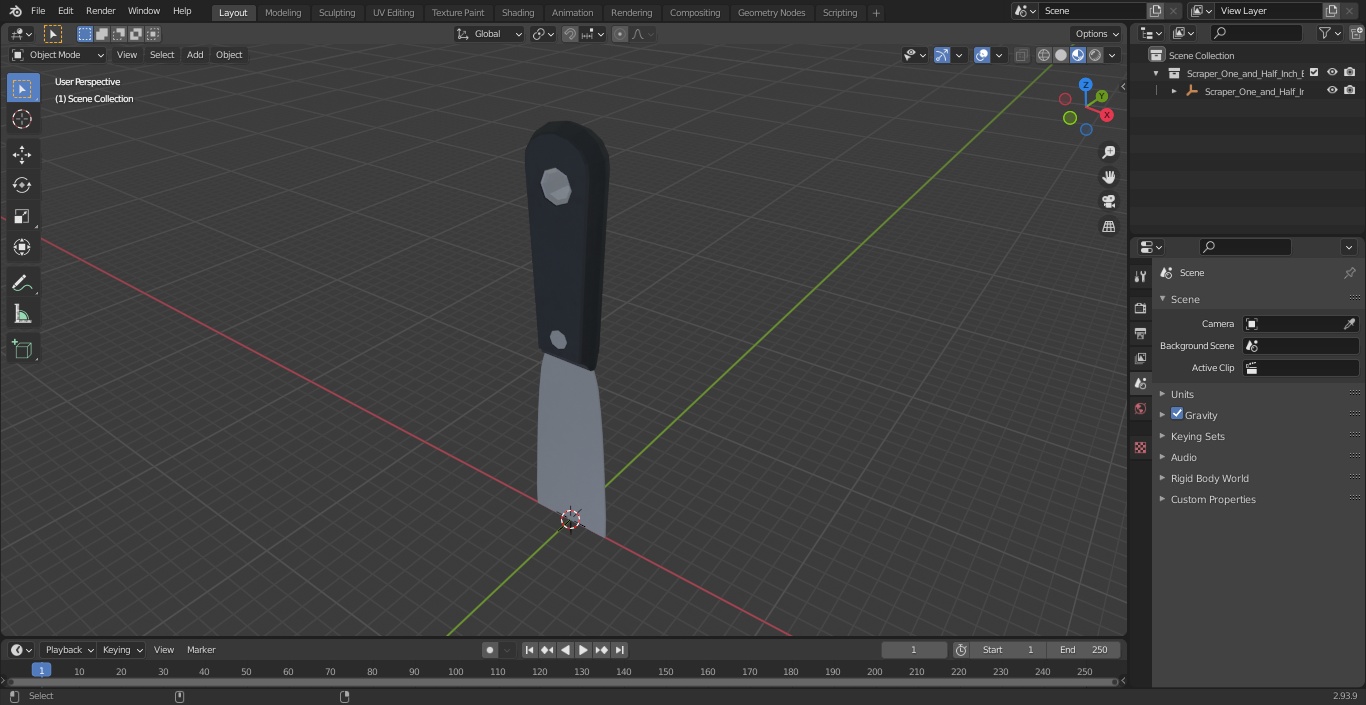 3D Scraper One and Half Inch Black Handle model