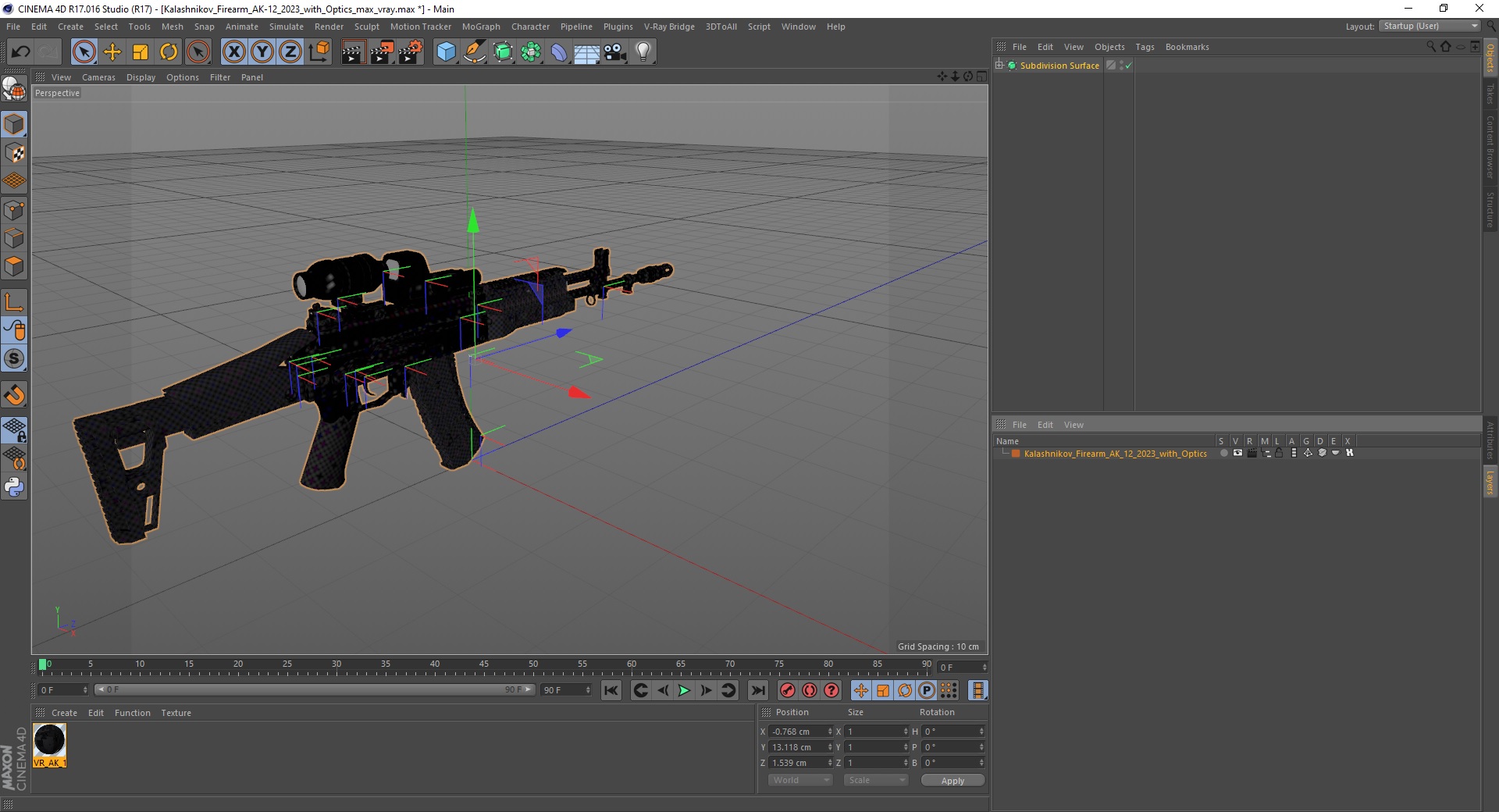 Kalashnikov Firearm AK-12 2023 with Optics 3D