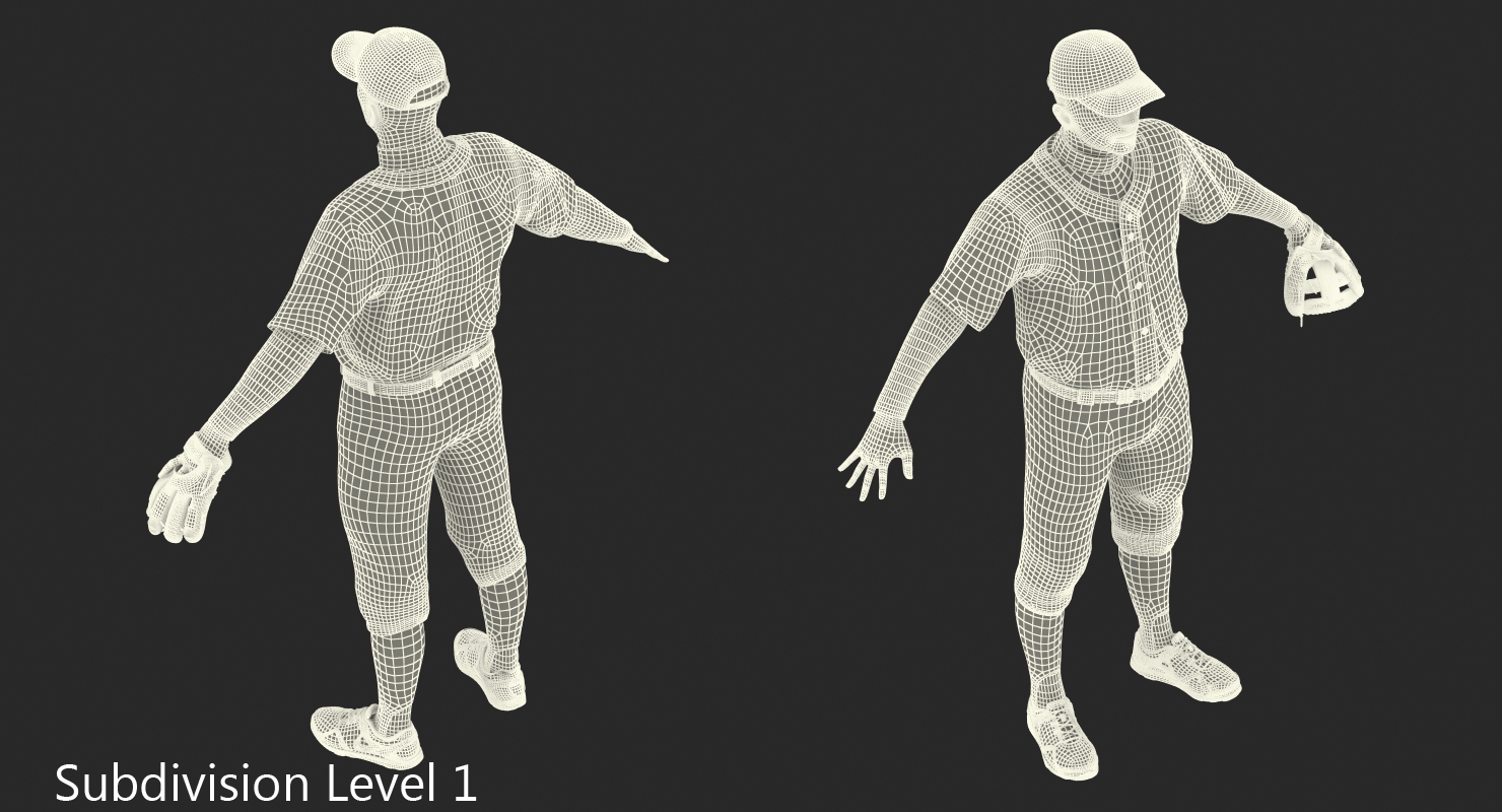 Baseball Player Rigged Generic 4 3D