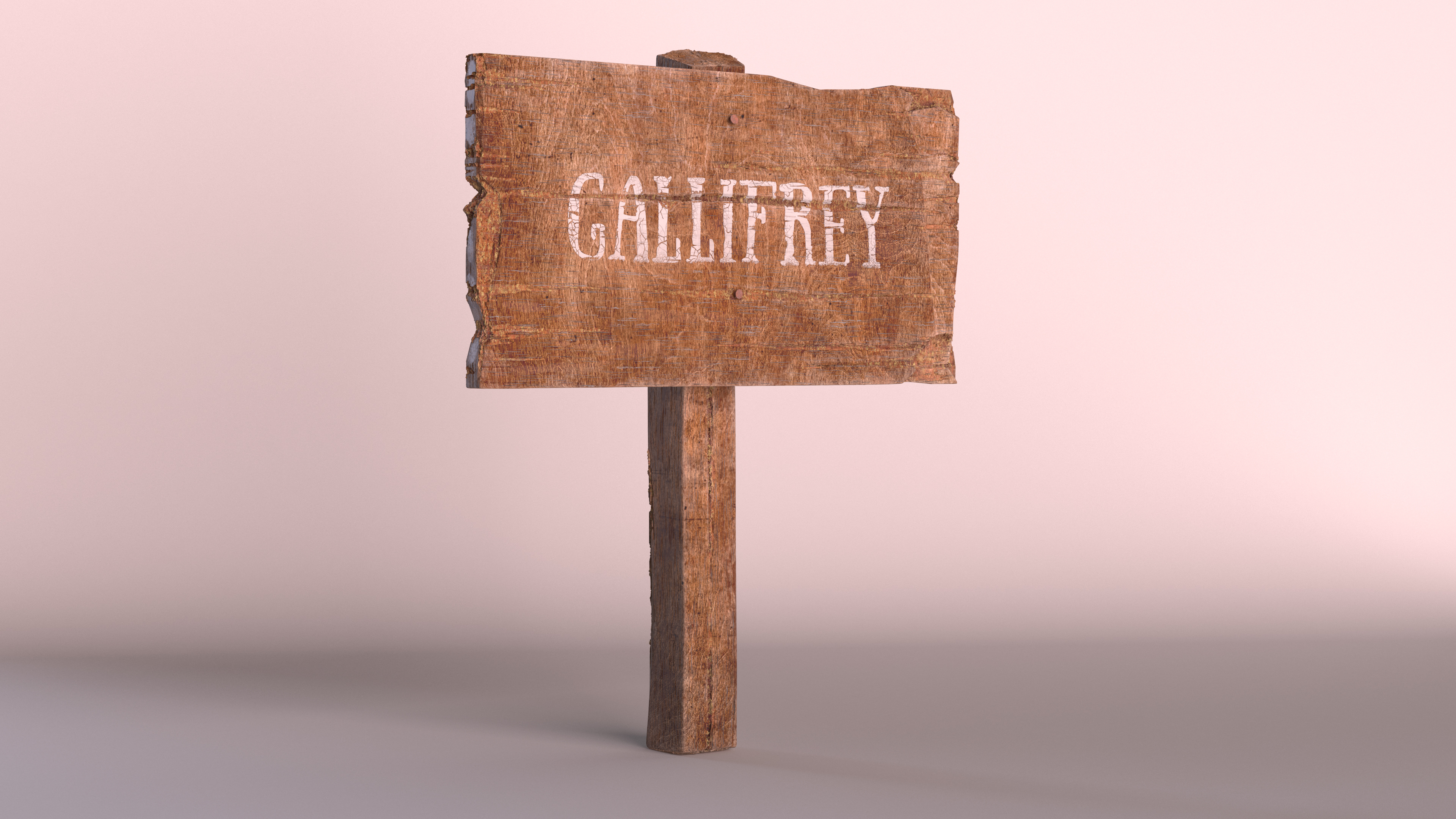 3D Aged Wooden Rural Signpost