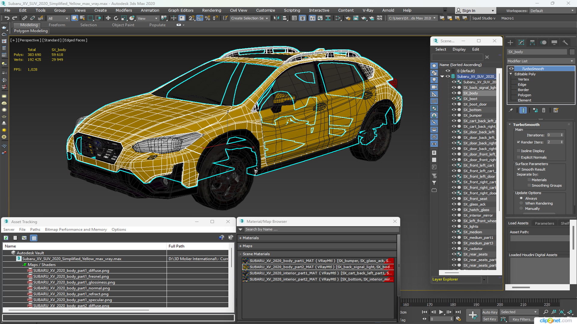 3D Subaru XV SUV 2020 Simplified Yellow