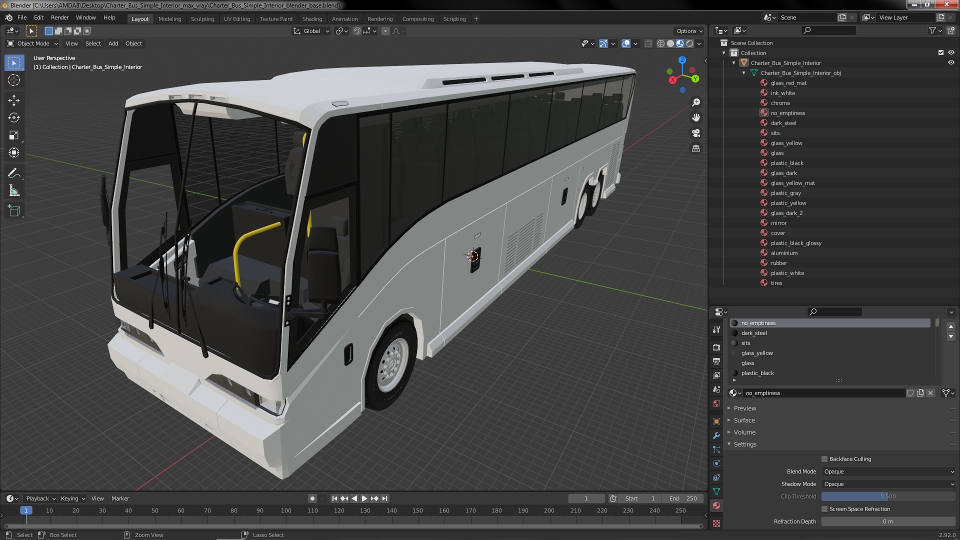 Charter Bus Simple Interior 3D