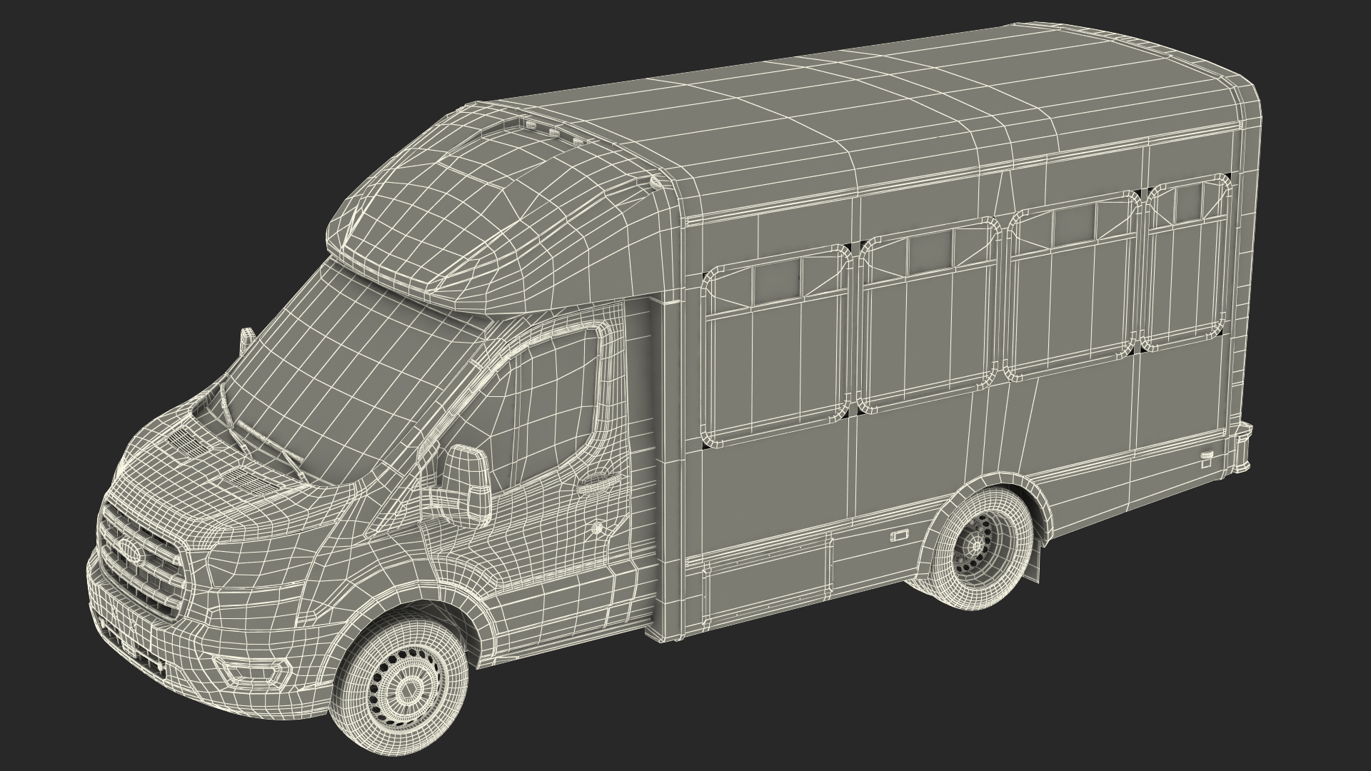 3D model Ford Starlite Transit Shuttle Bus Rigged