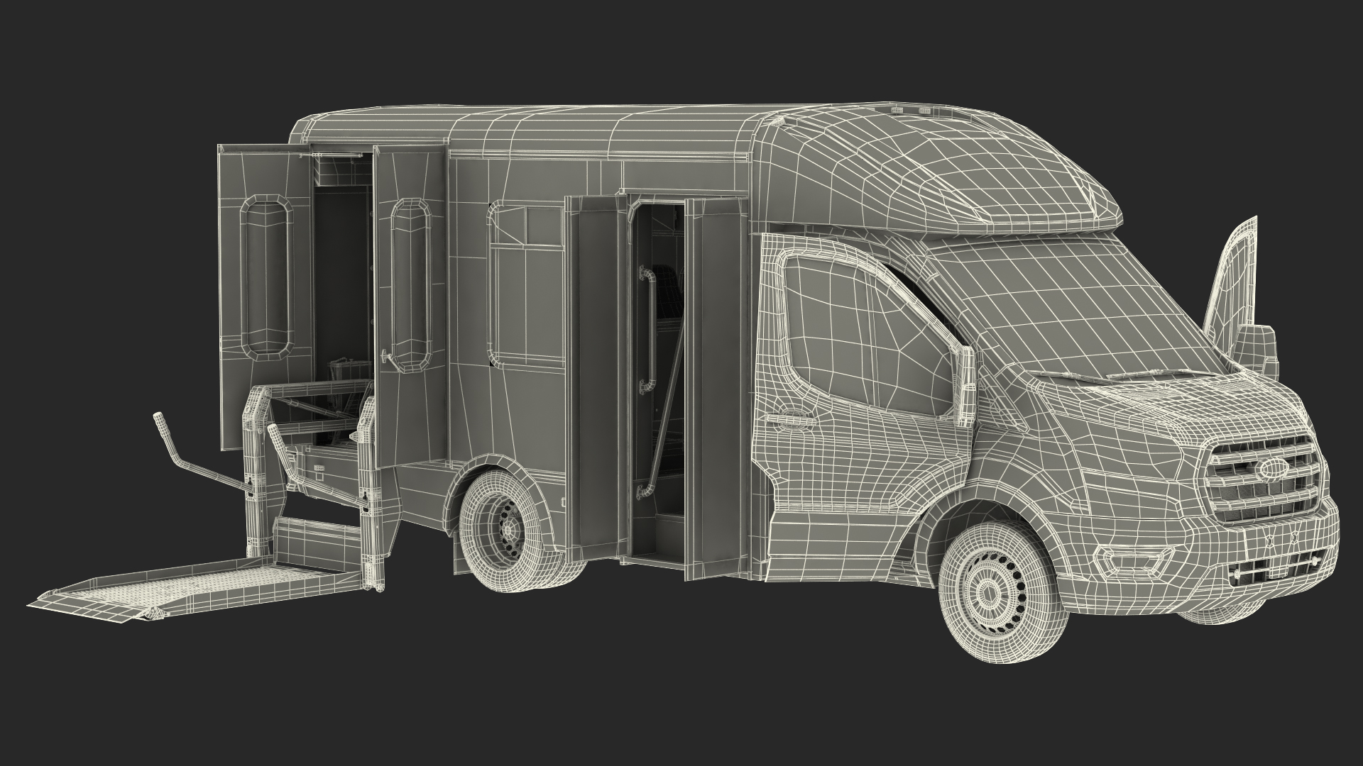 3D model Ford Starlite Transit Shuttle Bus Rigged