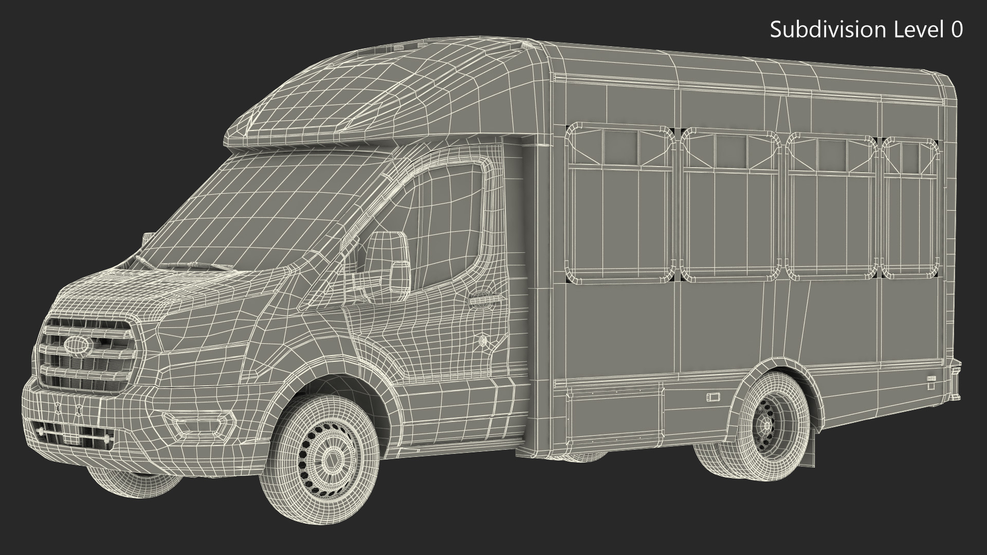 3D model Ford Starlite Transit Shuttle Bus Rigged