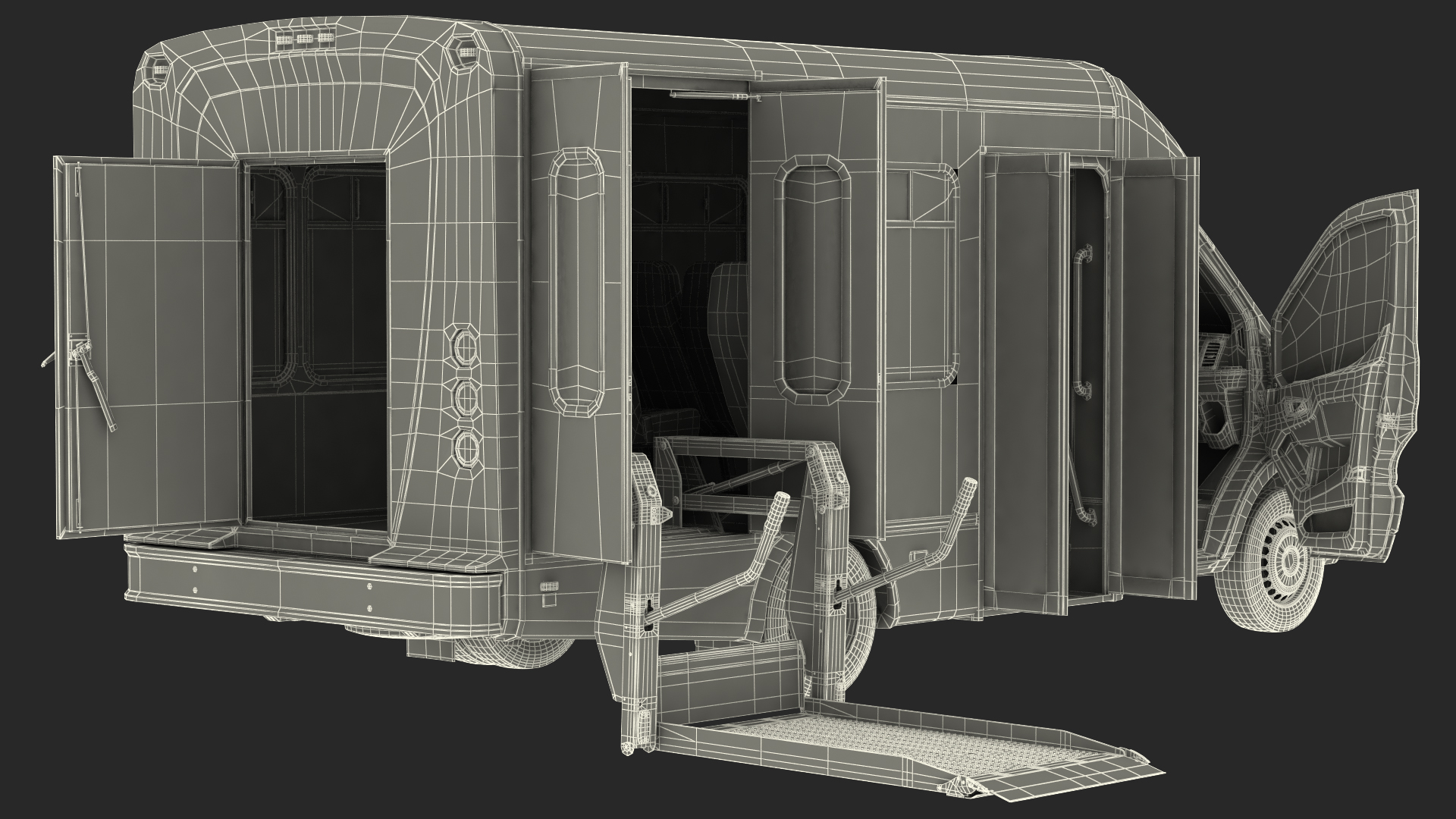 3D model Ford Starlite Transit Shuttle Bus Rigged