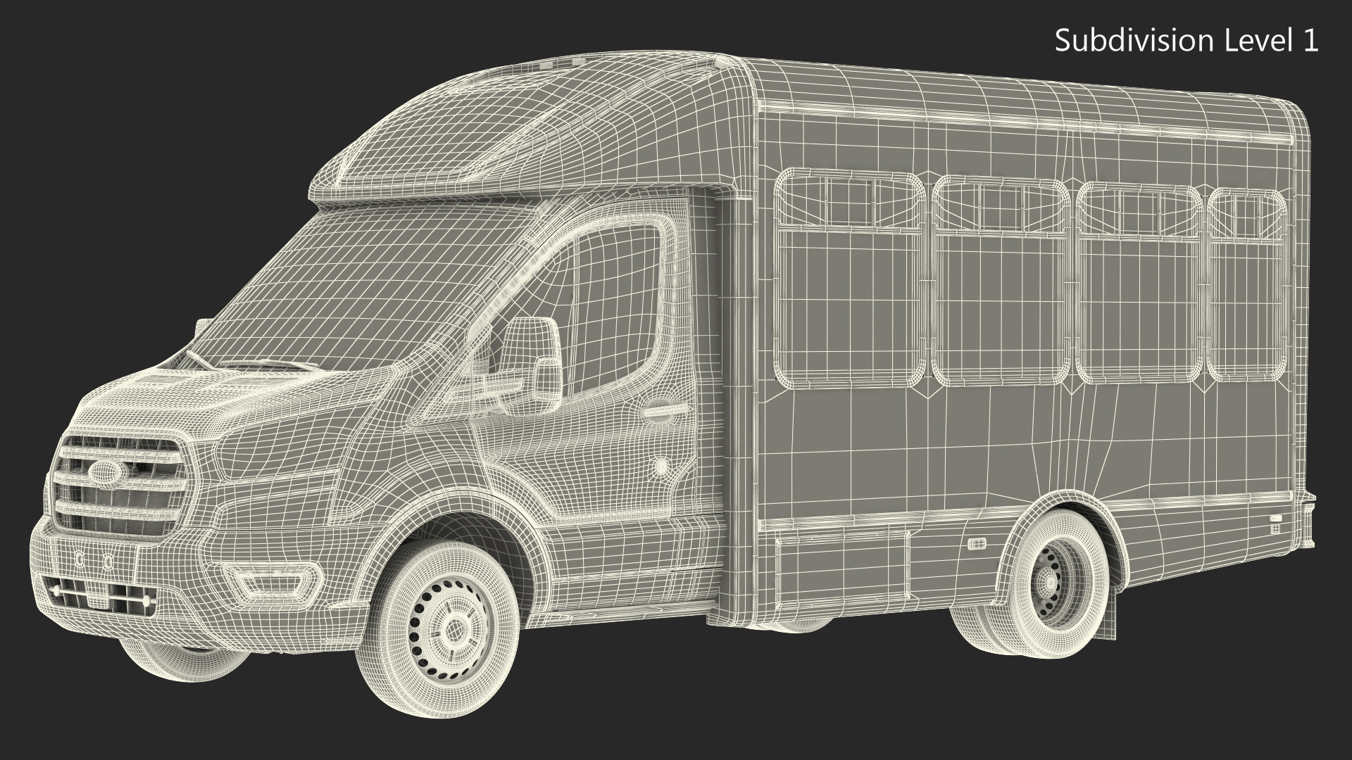 3D model Ford Starlite Transit Shuttle Bus Rigged