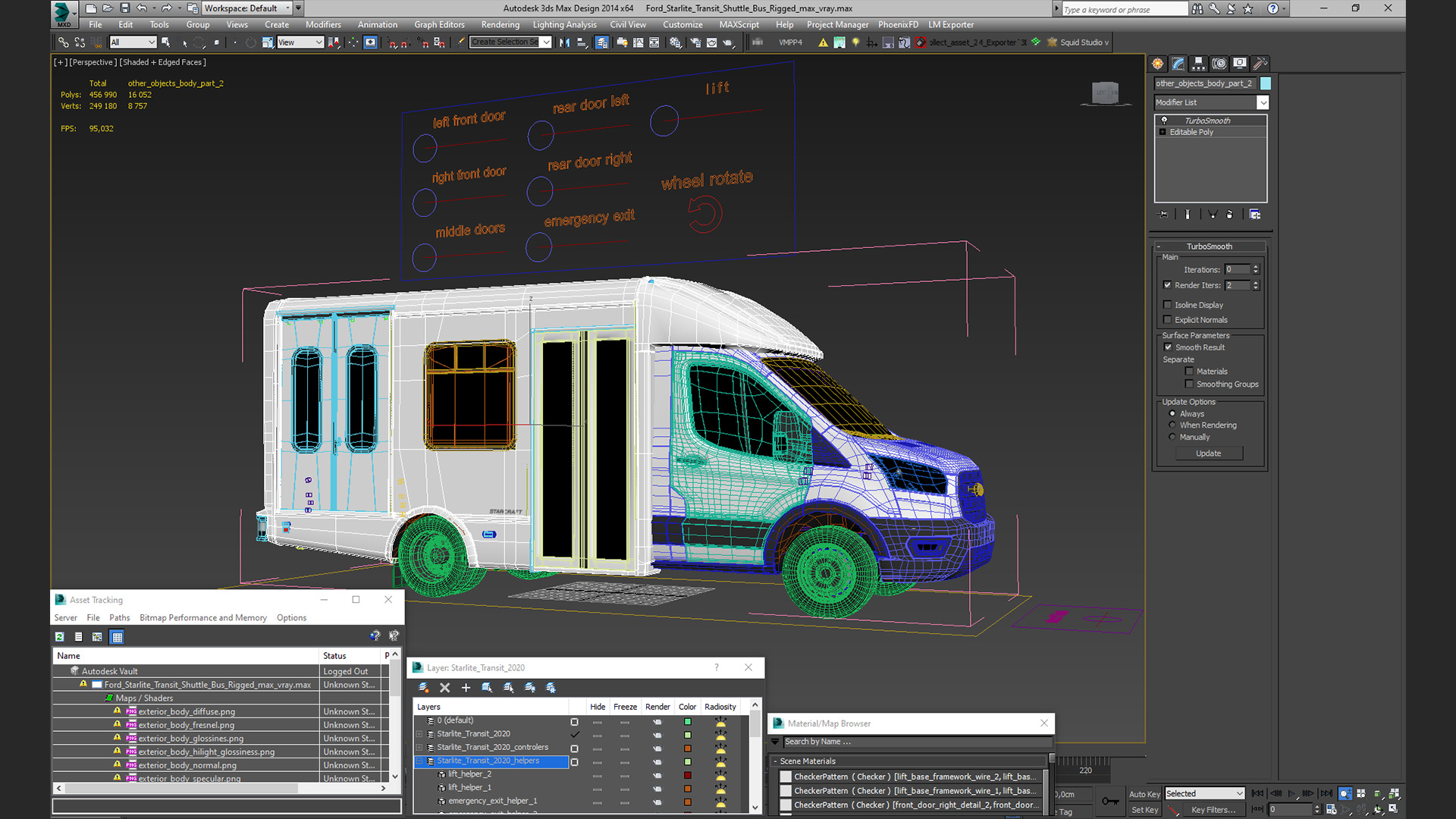 3D model Ford Starlite Transit Shuttle Bus Rigged