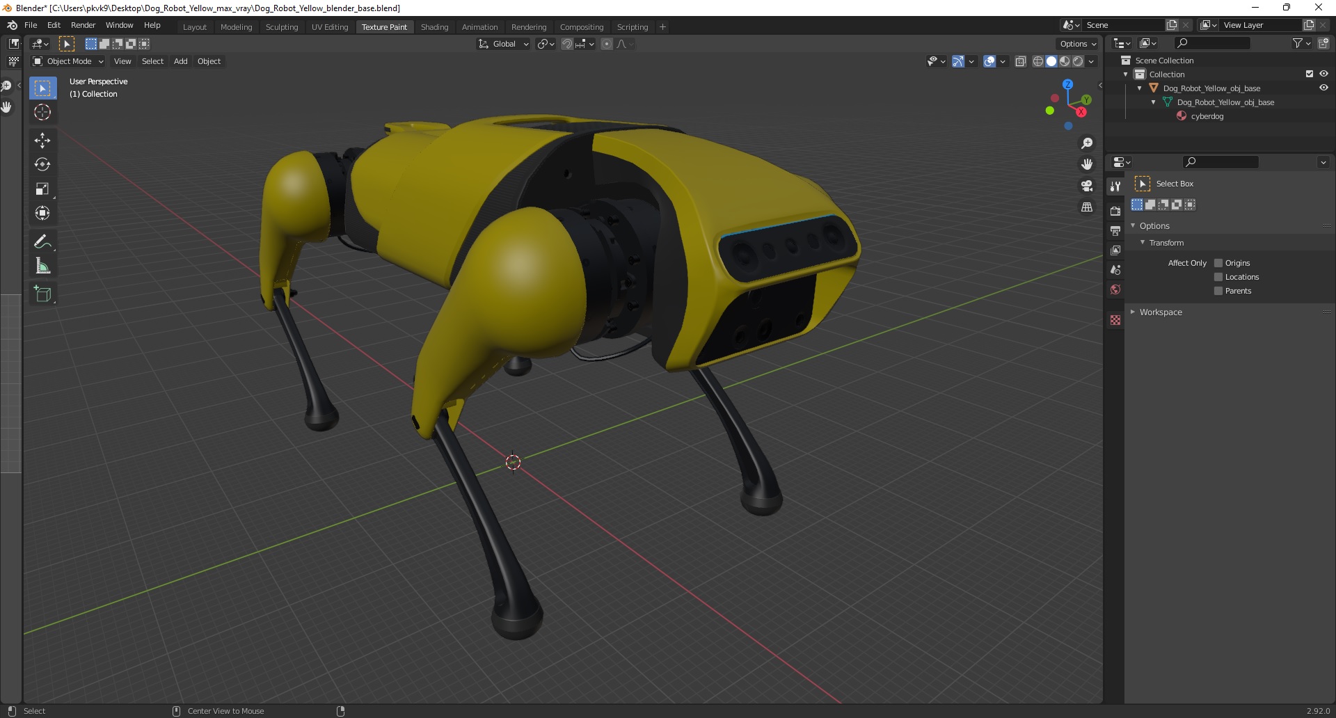 3D Dog Robot Yellow