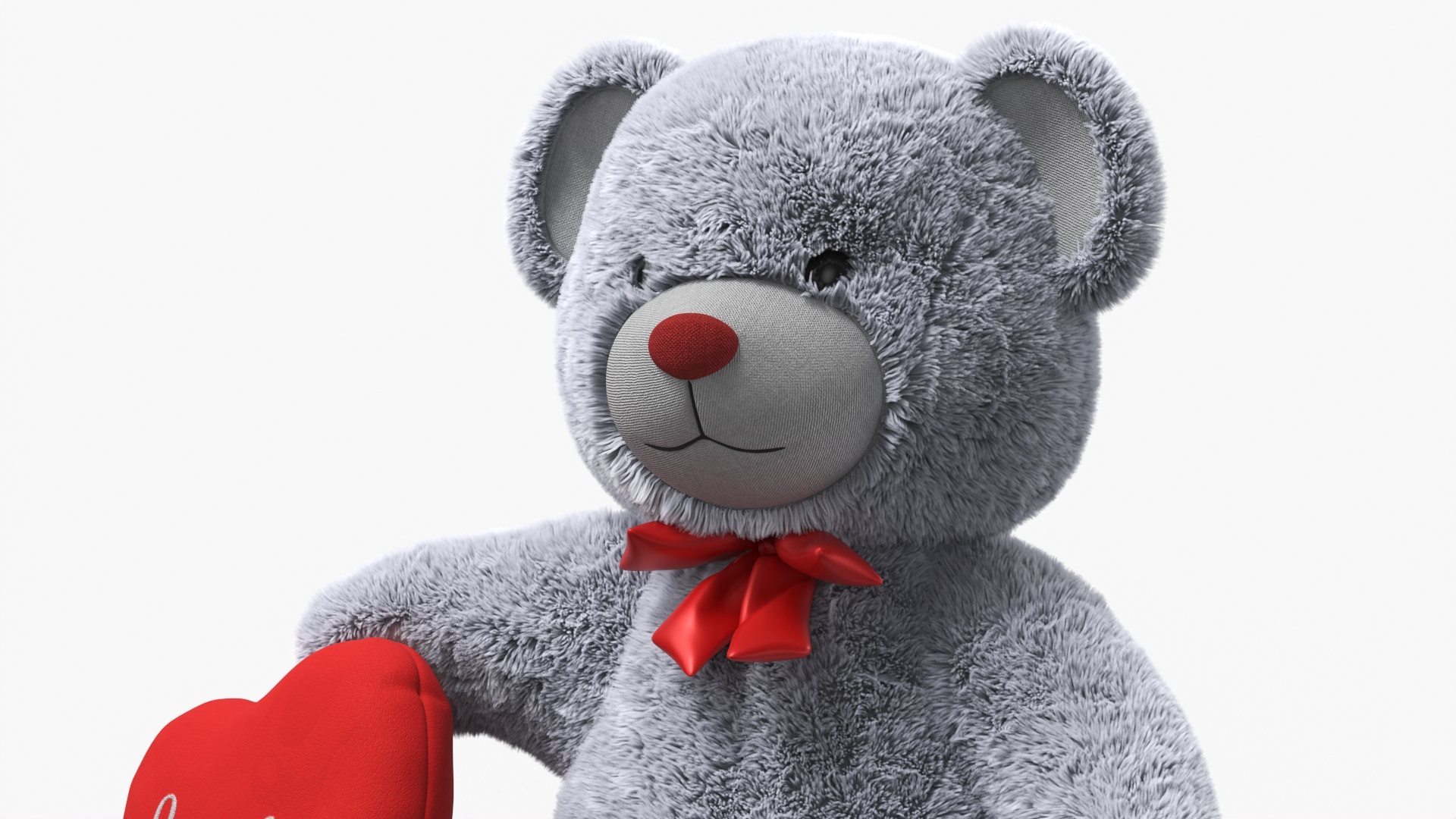 3D model Grey Teddy Bear with Heart Fur