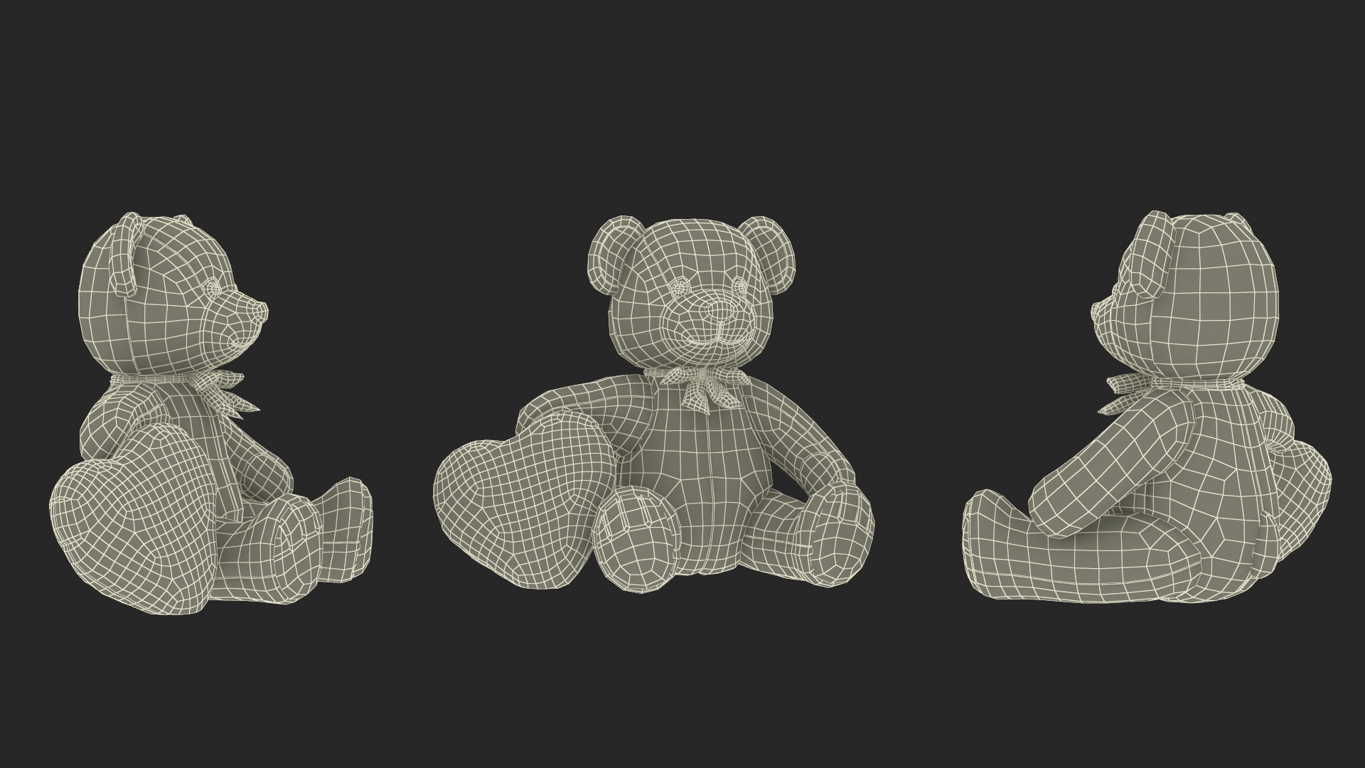 3D model Grey Teddy Bear with Heart Fur